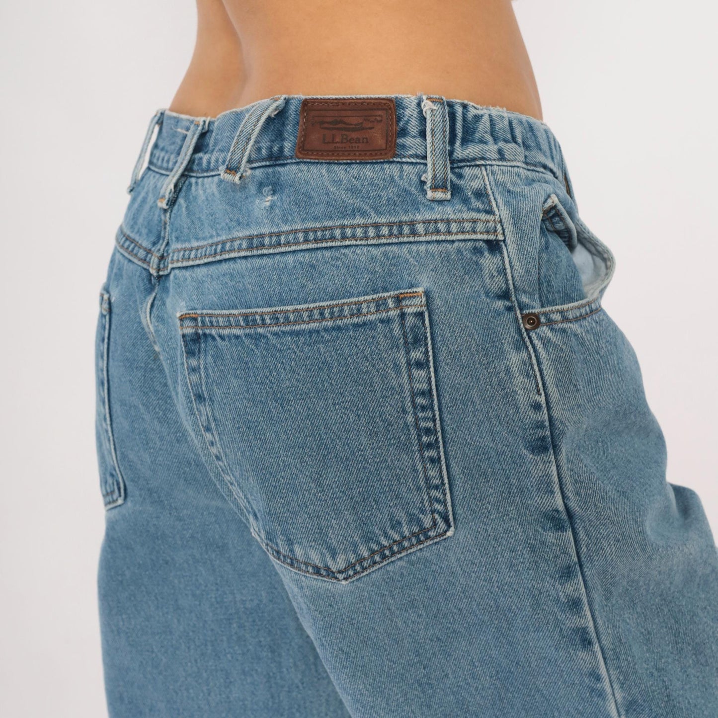 90s L.L. Bean Light Wash Straight Leg Jeans Cotton Mid Rise 34x34