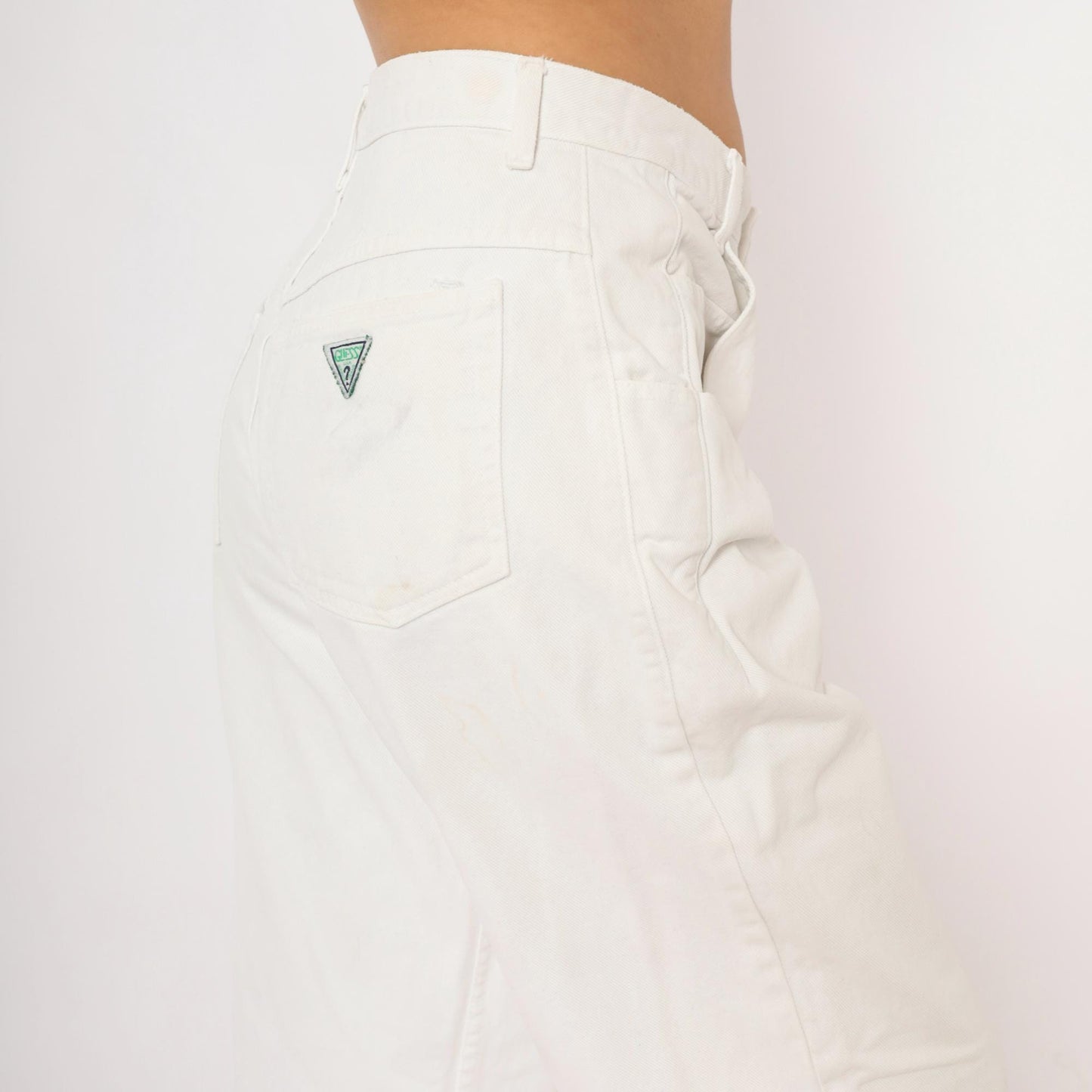 90s Guess High-Waisted Straight Leg Jeans White Denim Womens 30