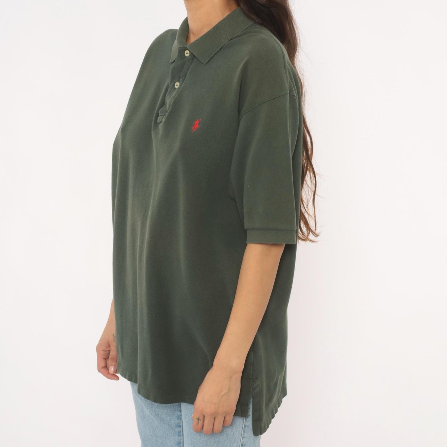 90s Polo Ralph Lauren Forest Green Cotton Pique Polo Shirt Large L
