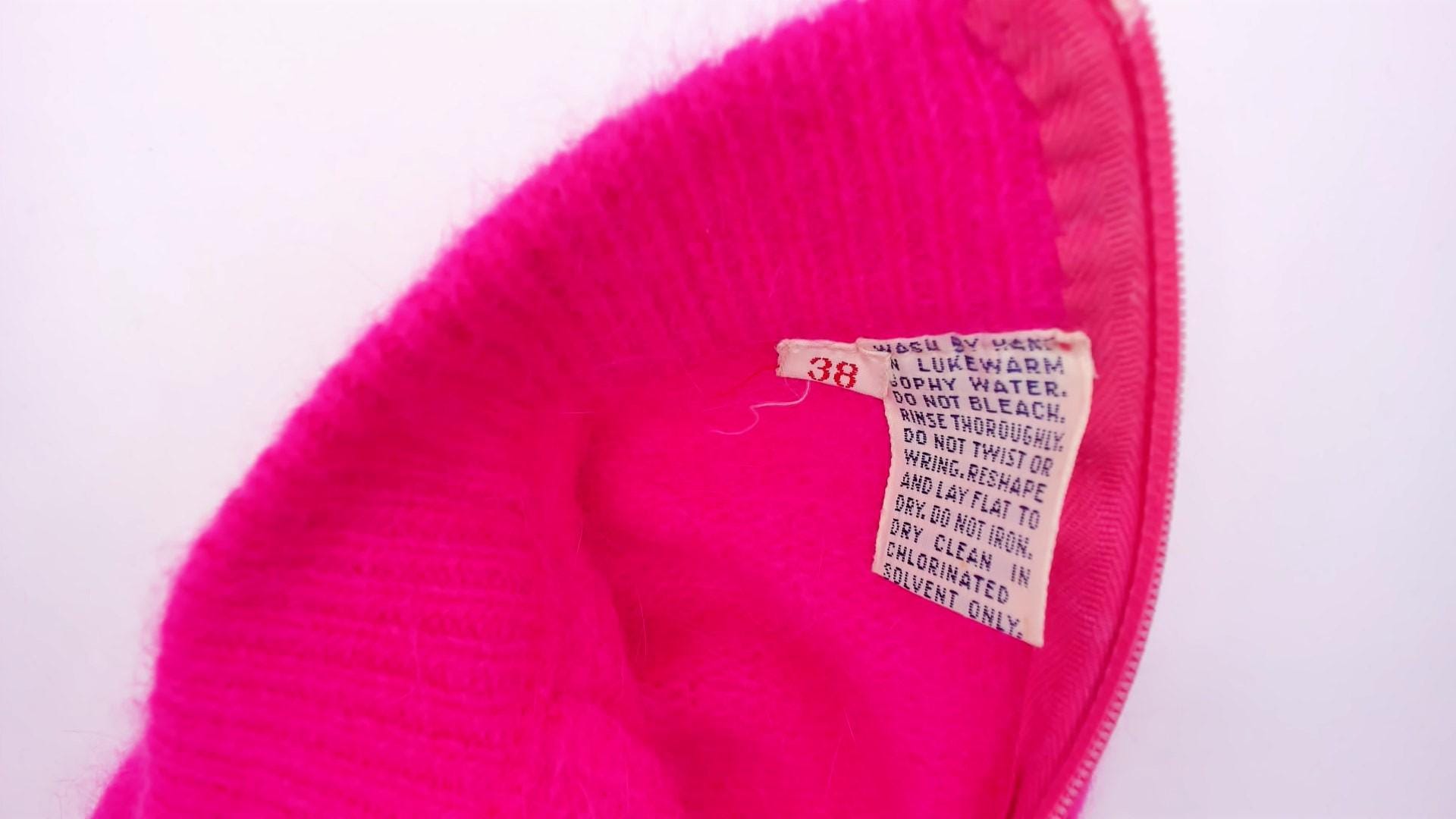 70s Hot Pink Mock Neck Sweater Lambswool Angora Fitted Raglan Small S
