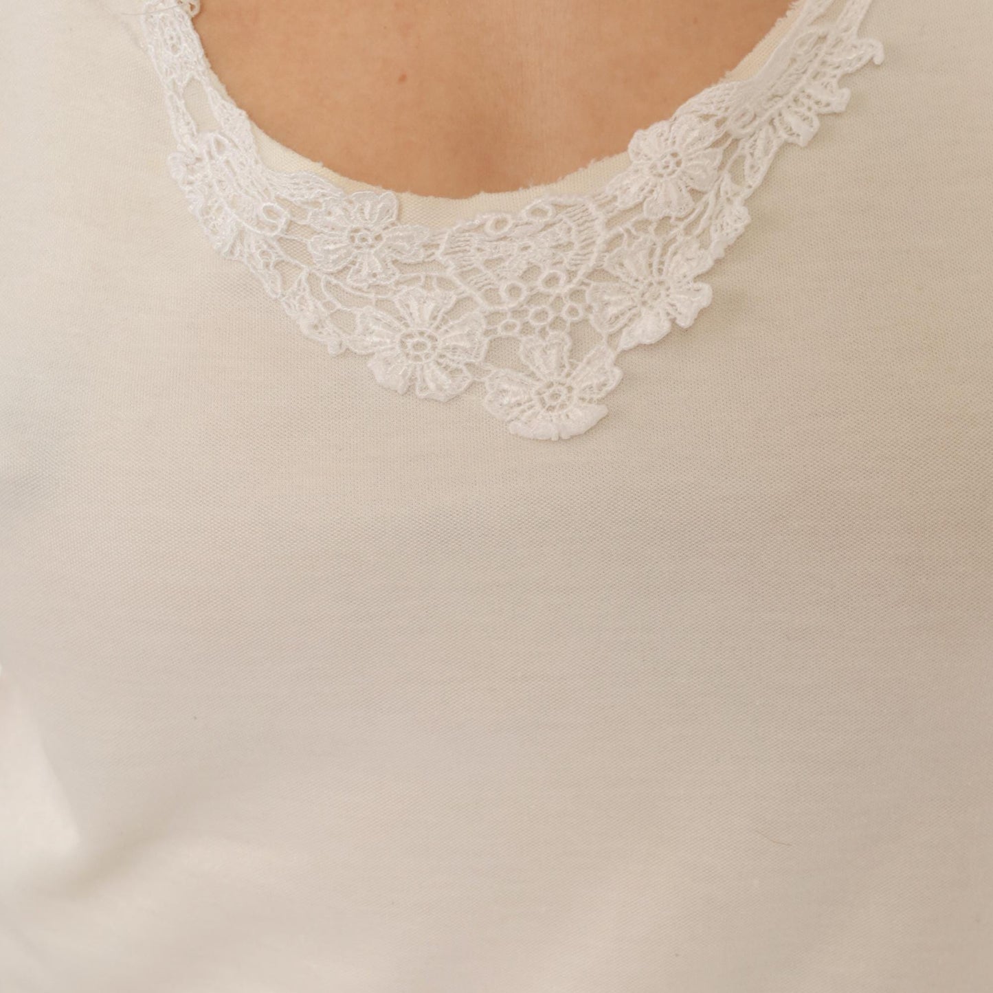 80s Ivory Camisole Lace Trim Scoop Neck Tank Top Small S