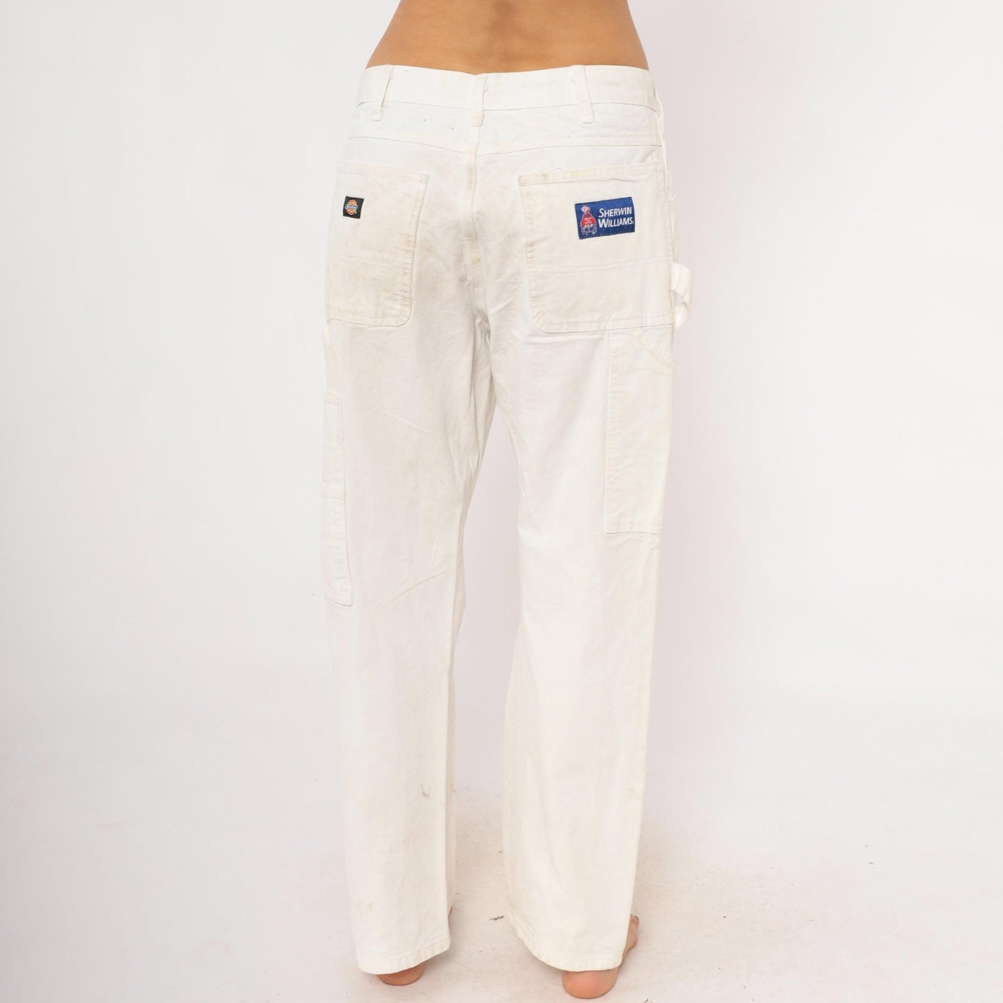 2000s Dickies Carpenter Pants White Cotton Sherwin Williams Workwear 34