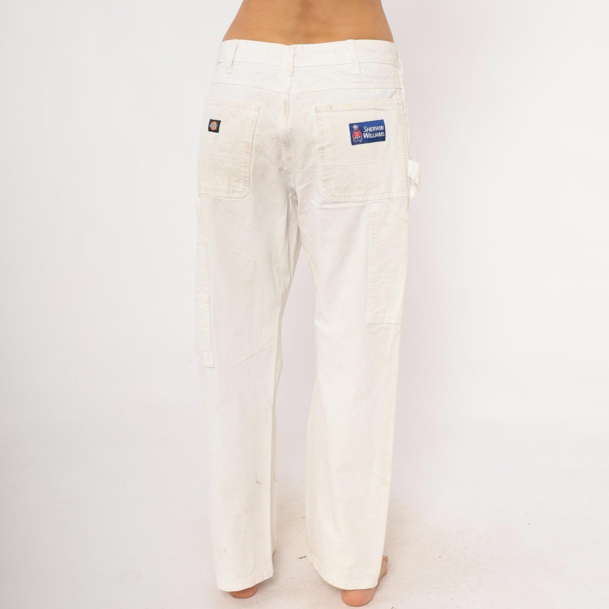 2000s Dickies Carpenter Pants White Cotton Sherwin Williams Workwear 34