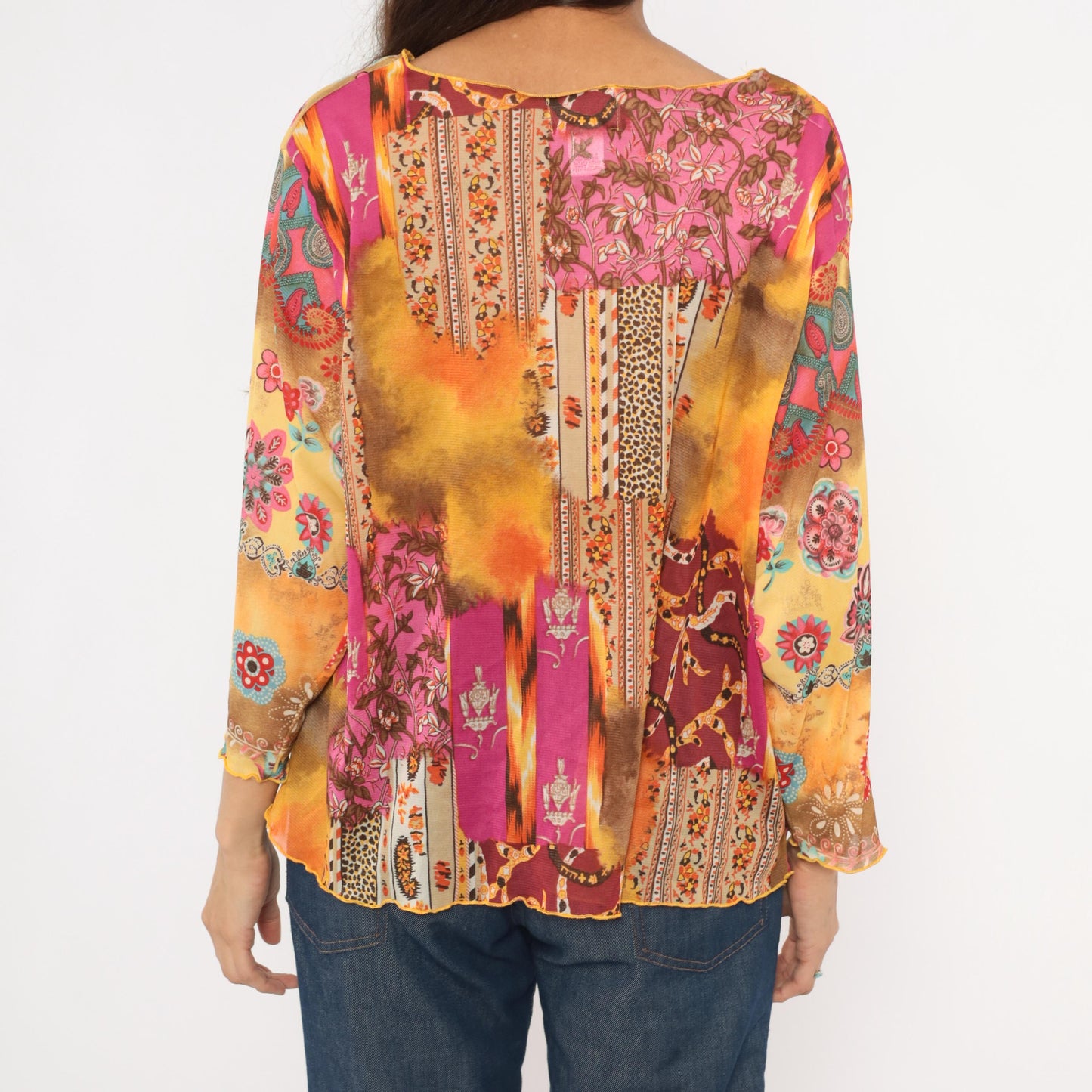 Y2K Studio Works Patchwork Blouse Paisley Floral Asymmetric Plus Size XXL
