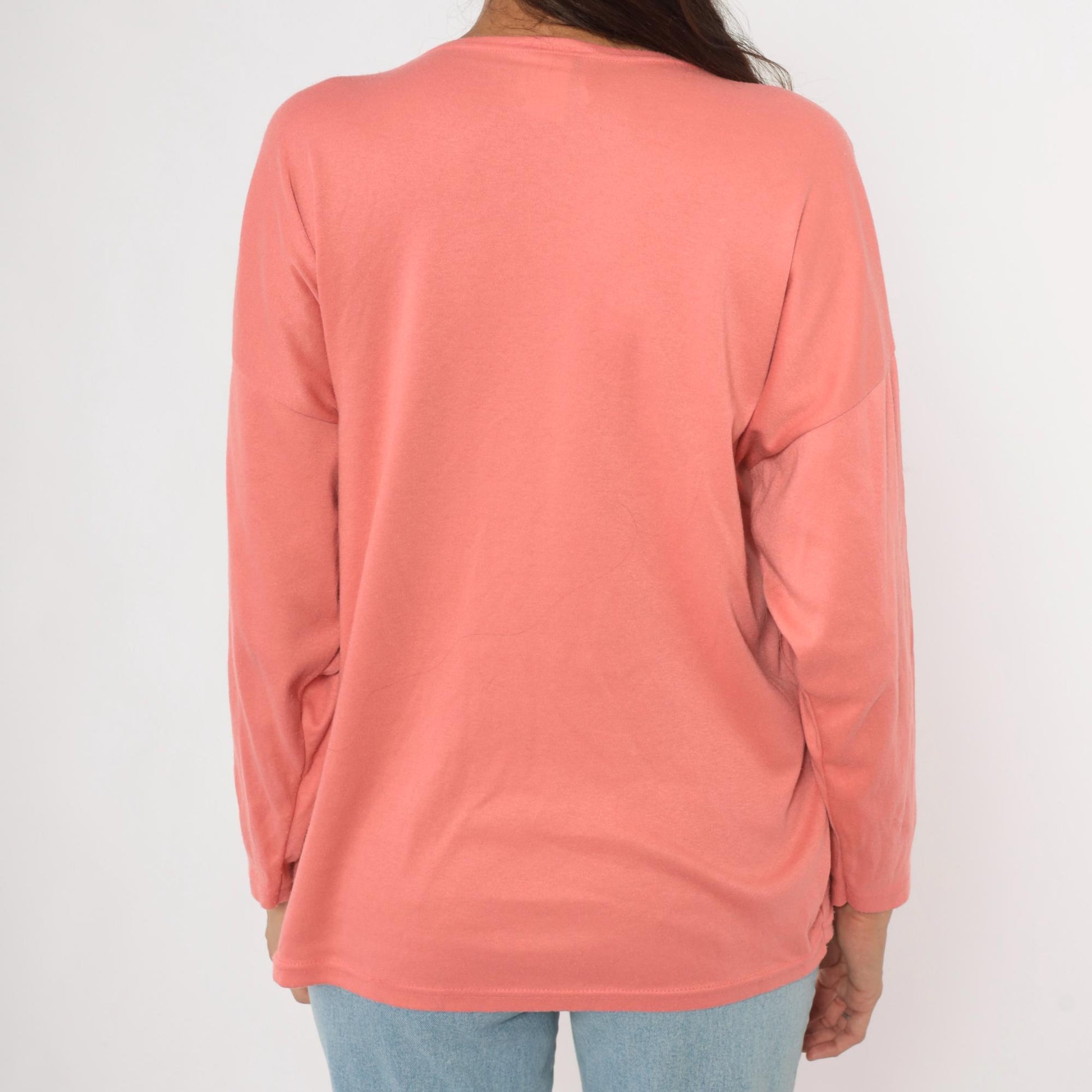 90s Sassy Sport Southwestern Crewneck Coral Pink Beaded Graphic Medium