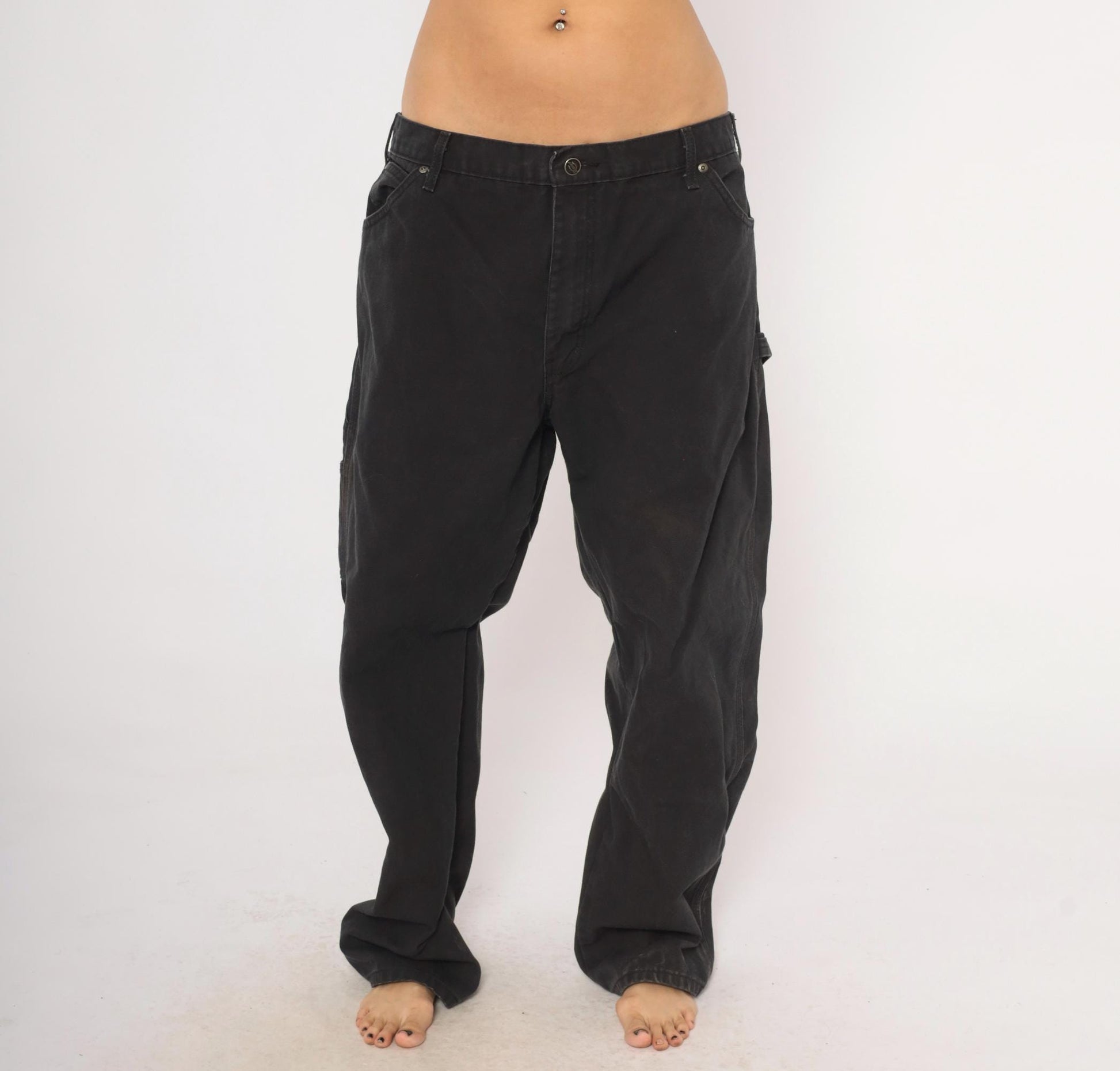 Y2K Dickies Carpenter Pants Black Cotton Canvas Relaxed Fit 40 x 30