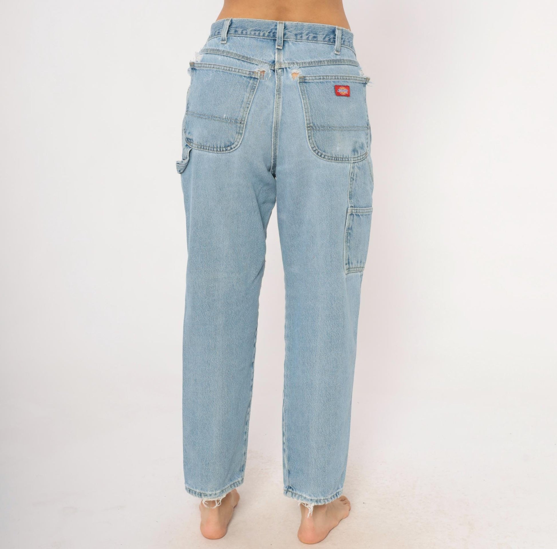 Dickies Carpenter Jeans 2000s Light Wash Straight Leg Distressed Denim Small