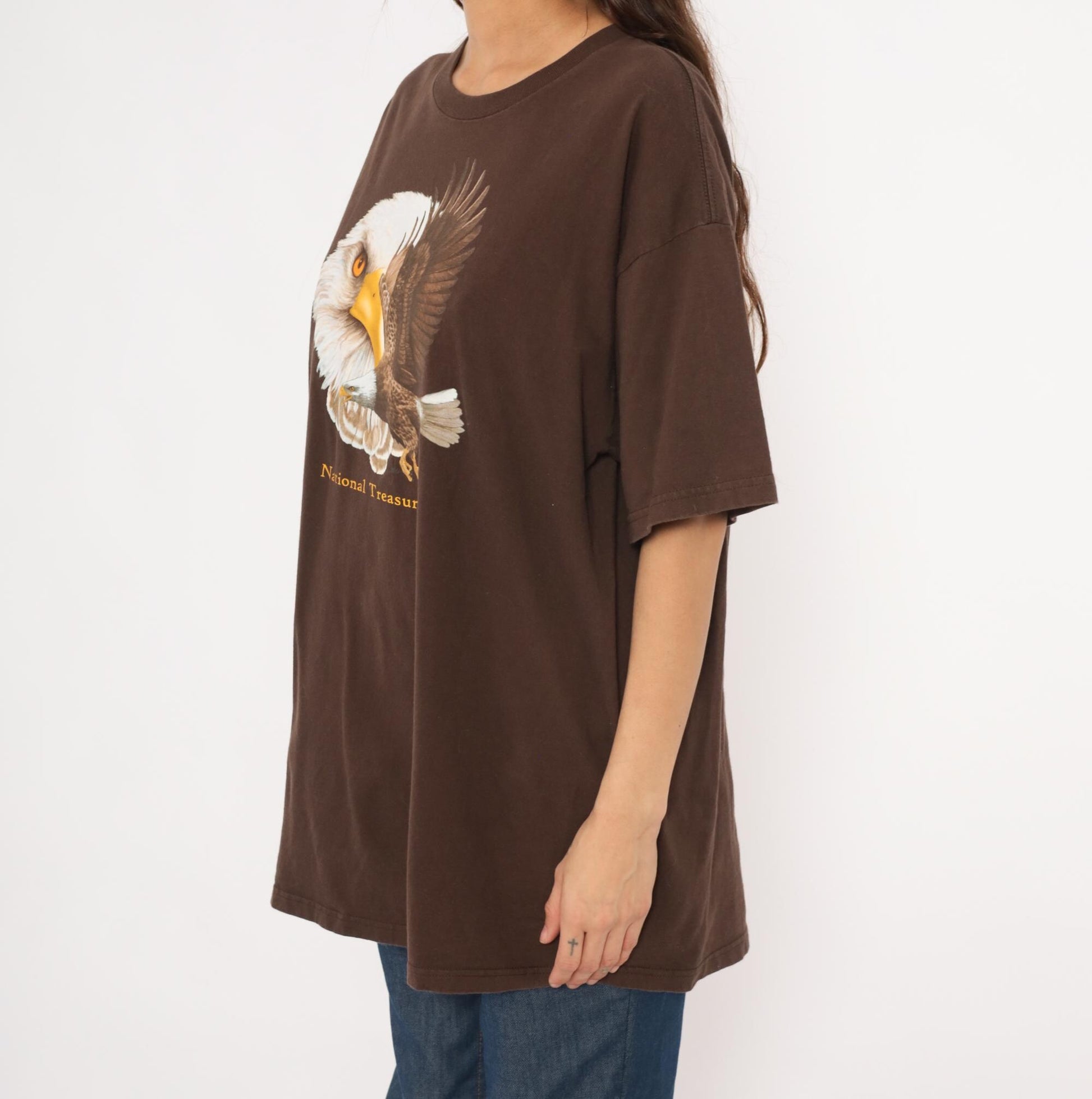 2000s Bald Eagle Nature Tee Ringspun Apparel Brown Cotton Graphic Shirt Extra Large XL