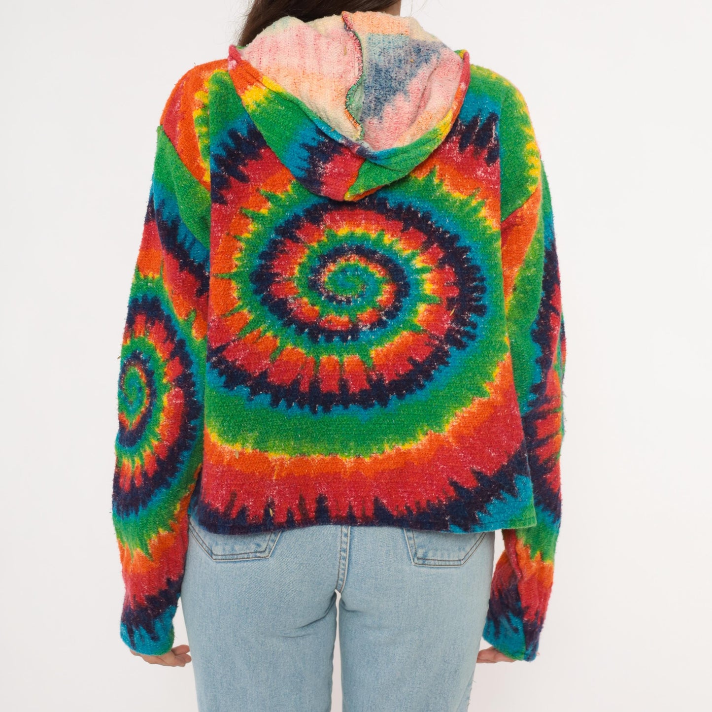 2000s Earth Ragz Rainbow Tie Dye Spiral Hoodie Cotton Medium M