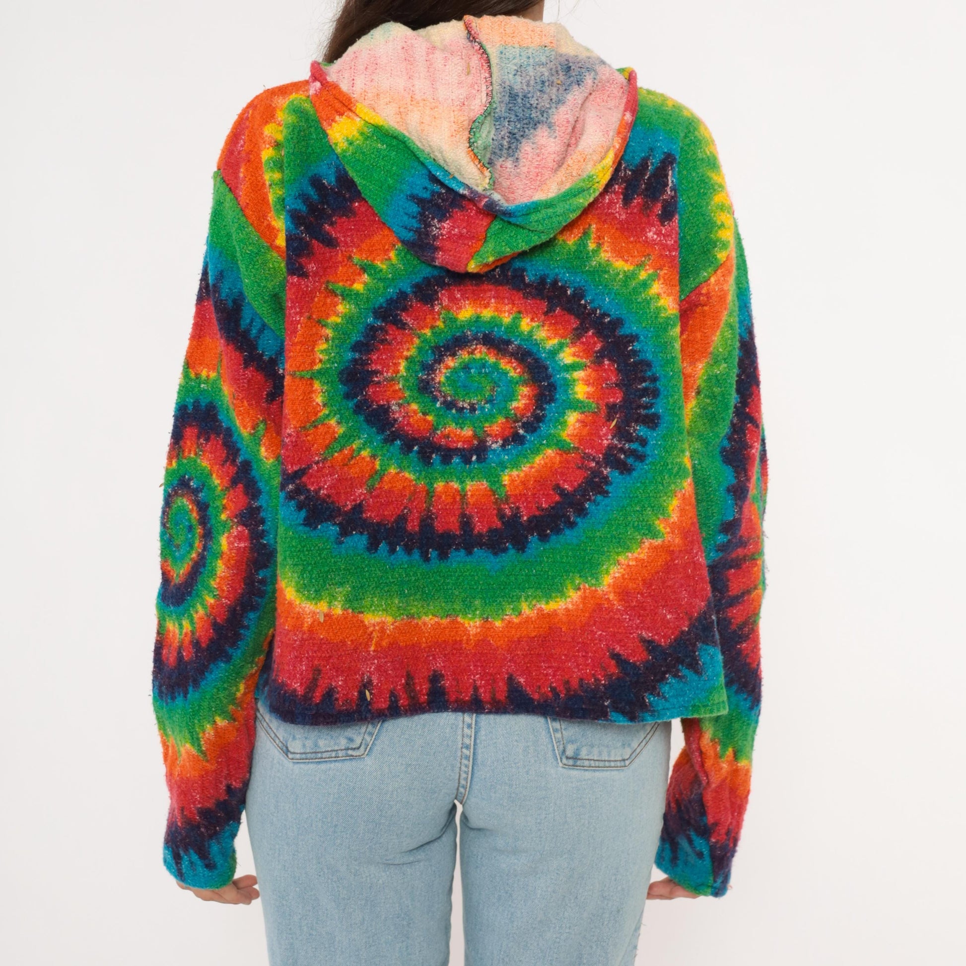 2000s Earth Ragz Rainbow Tie Dye Spiral Hoodie Cotton Medium M