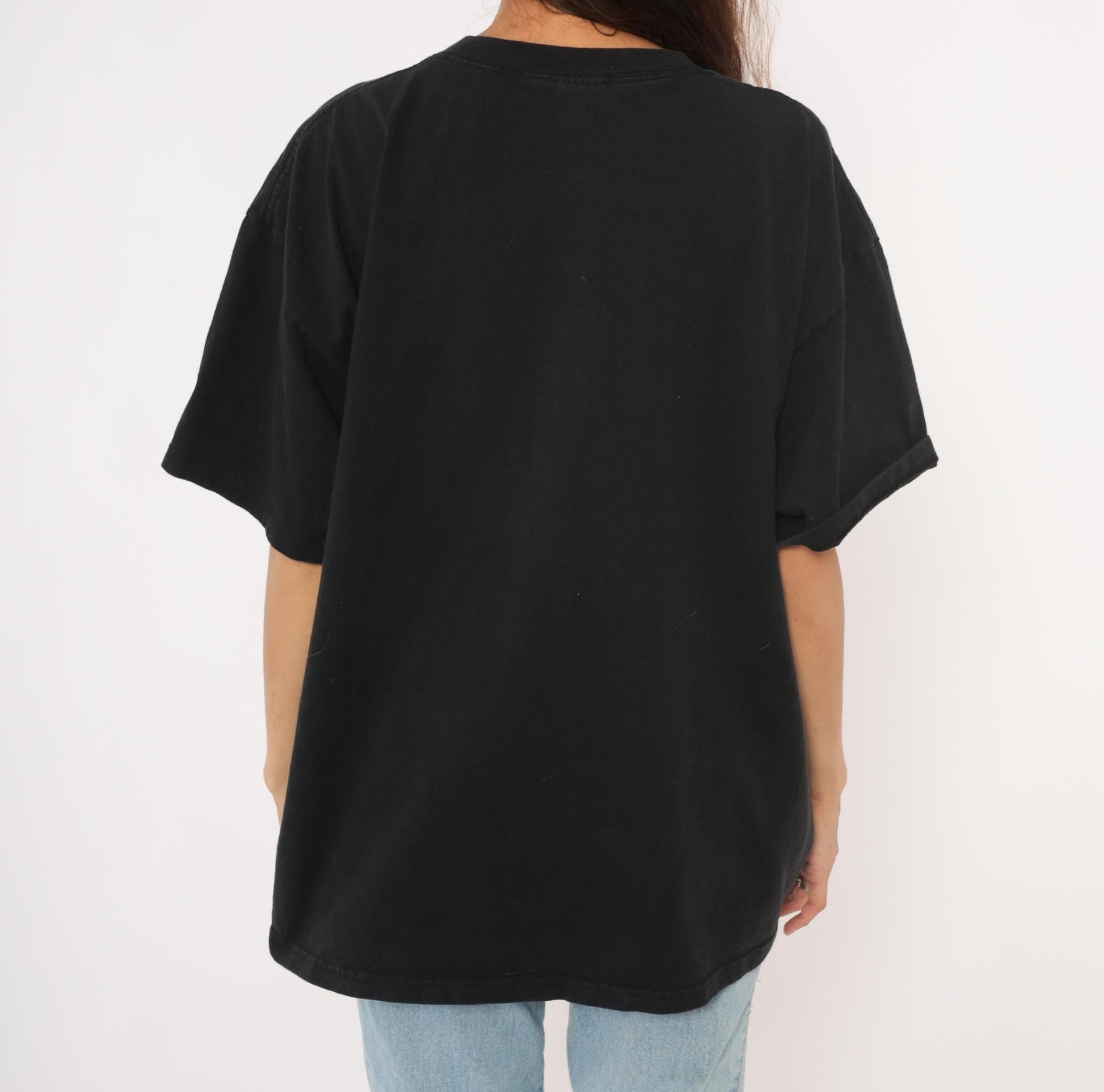 90s Las Vegas Nevada Embroidered Palm Tree Tee Black Cotton Mens Extra Large XL