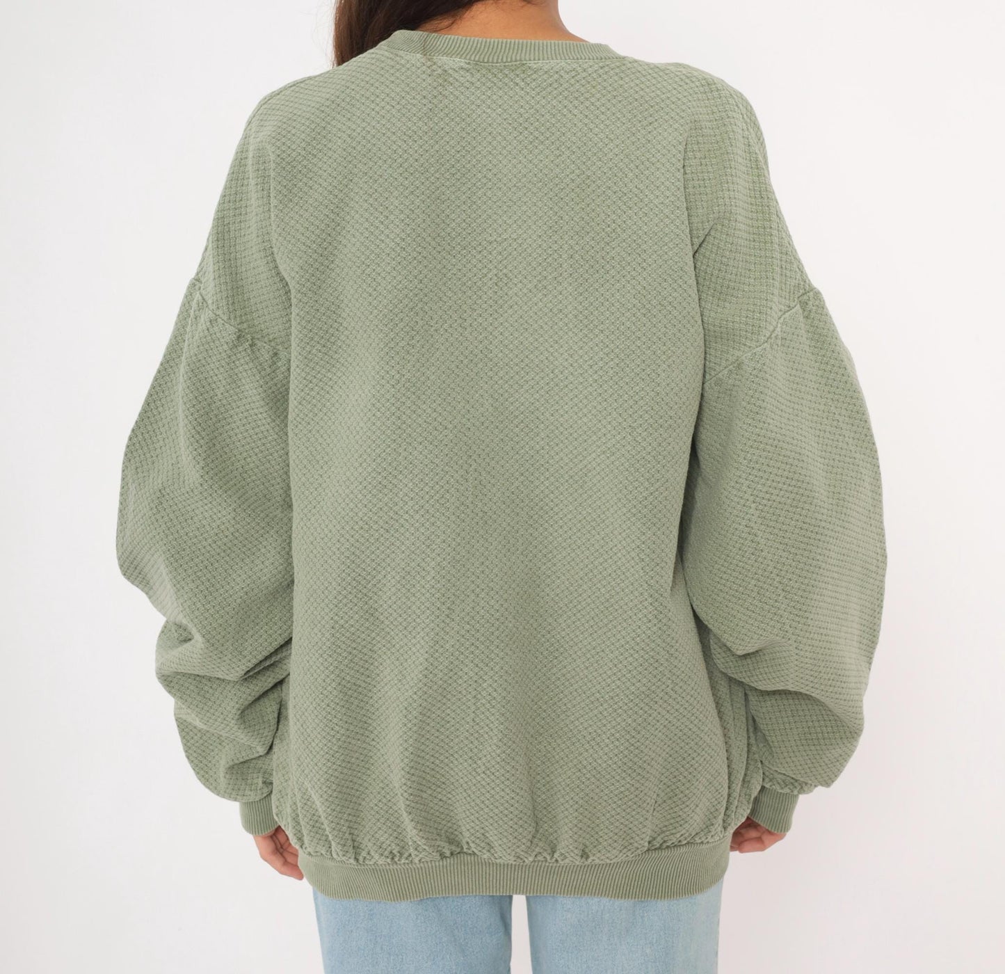 90s San Diego Sailboat Embroidered Waffle Knit Sweatshirt Olive Large L