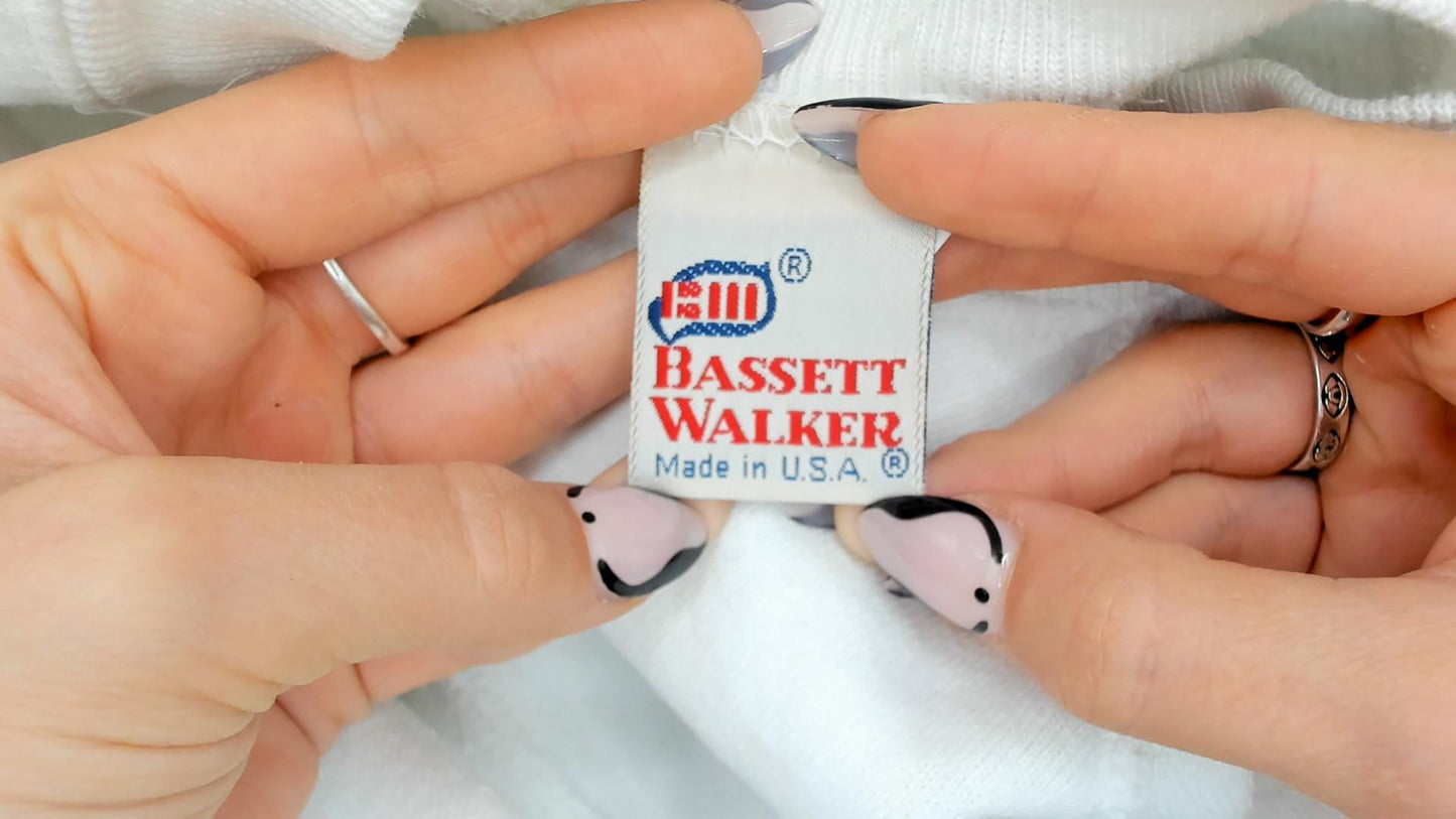 90s Basset Walker White Crewneck Sweatshirt Faucet Raindrop Graphic Raglan Small