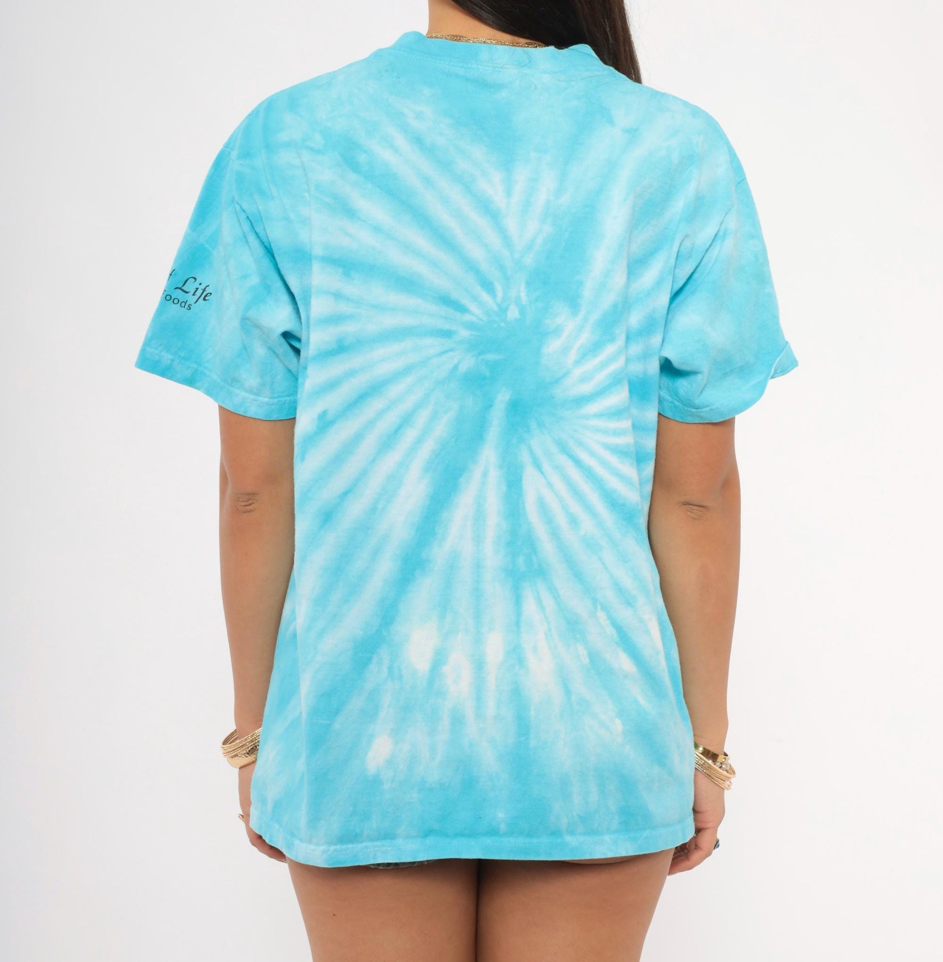 90s Anvil Tie Dye Dolphin Graphic Tee Aqua Purple Ocean Large L