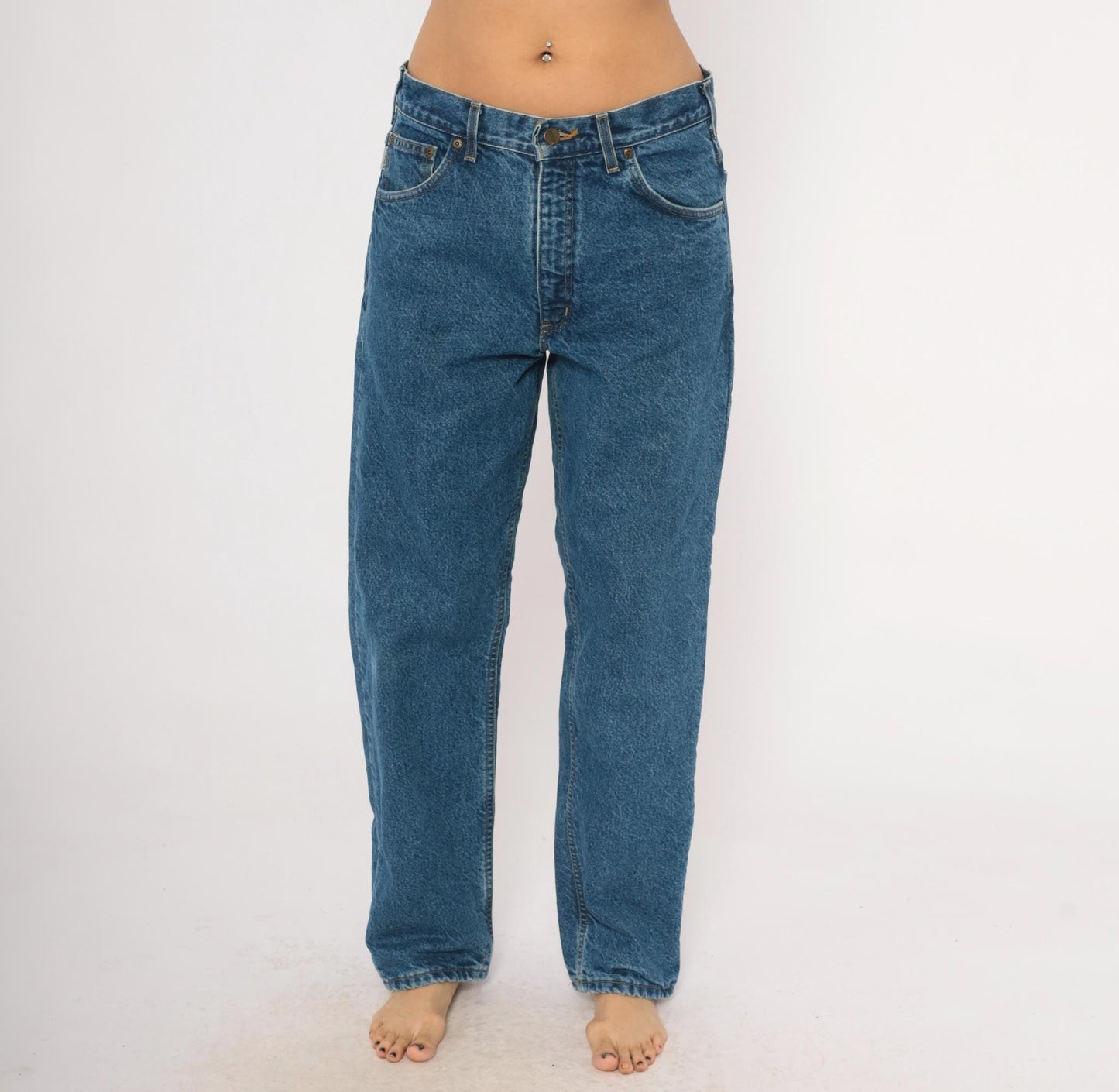 2000s Carhartt Flannel Lined Jeans Medium Wash Straight Leg Blue Denim 31x30