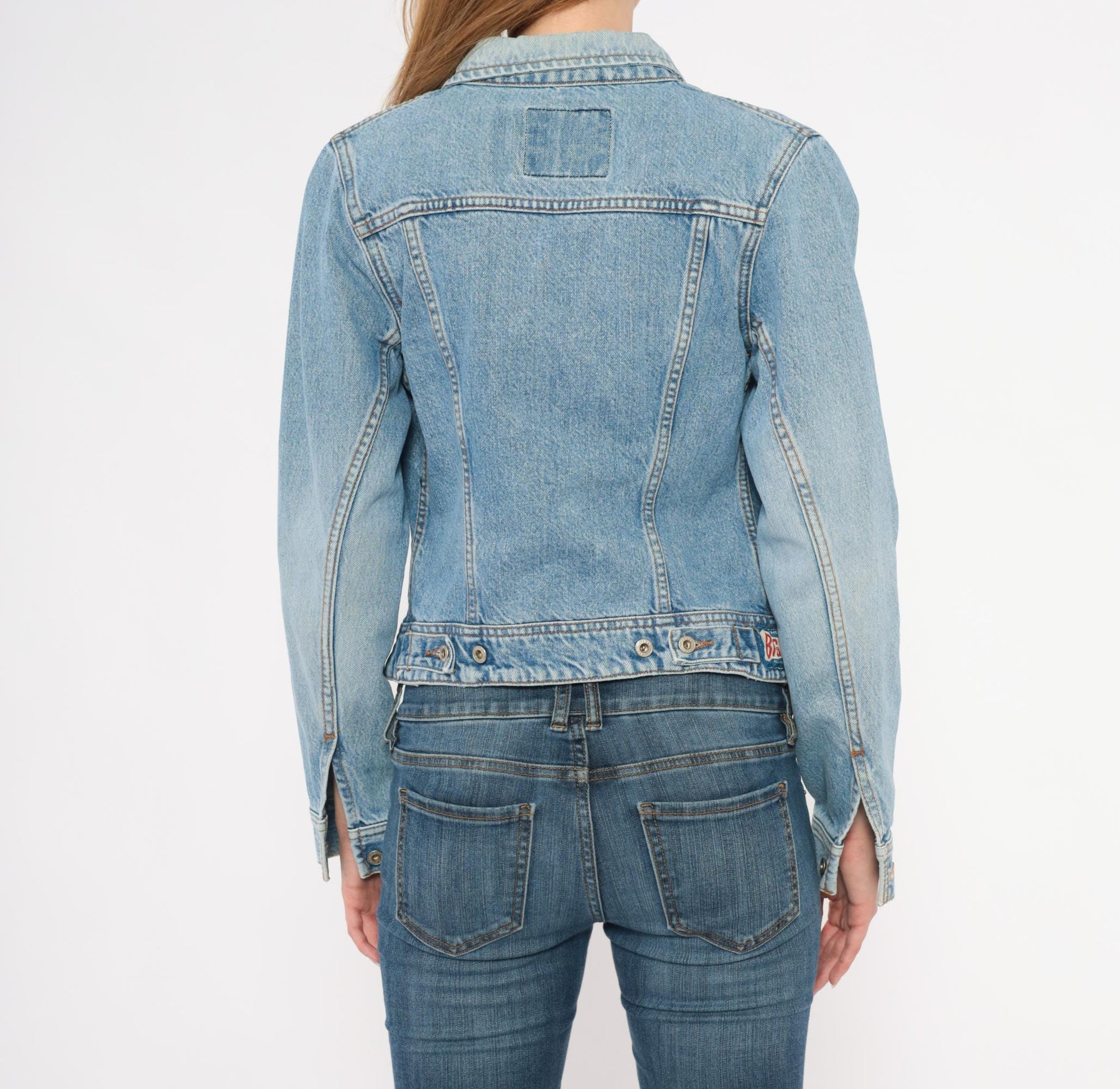 90s Big Star Light Wash Denim Jacket Cropped Pointed Collar Extra Small XS