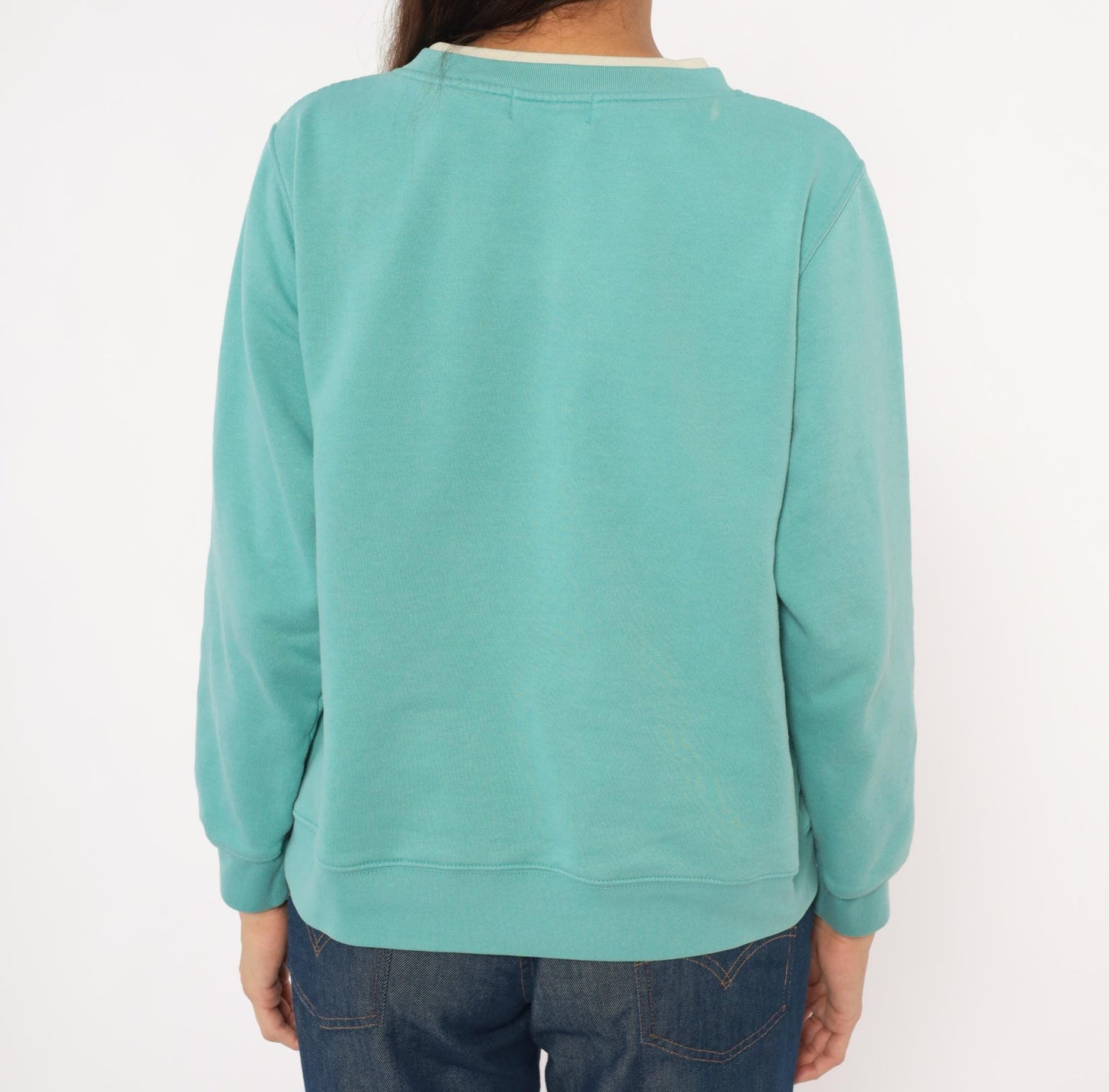 90s Shenanigans Embroidered Garden Wheelbarrow Sweatshirt Teal Medium