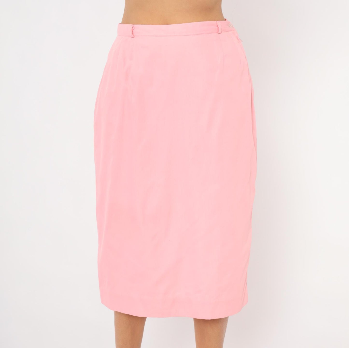 70s Adelaar Pink Pencil Skirt Straight Knee-Length Cotton Small S