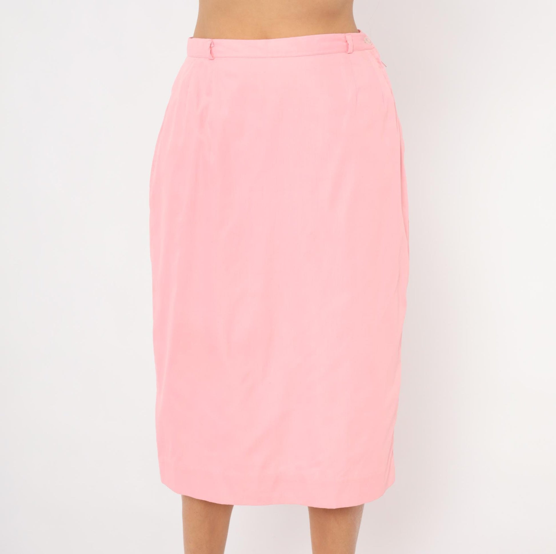 70s Adelaar Pink Pencil Skirt Straight Knee-Length Cotton Small S