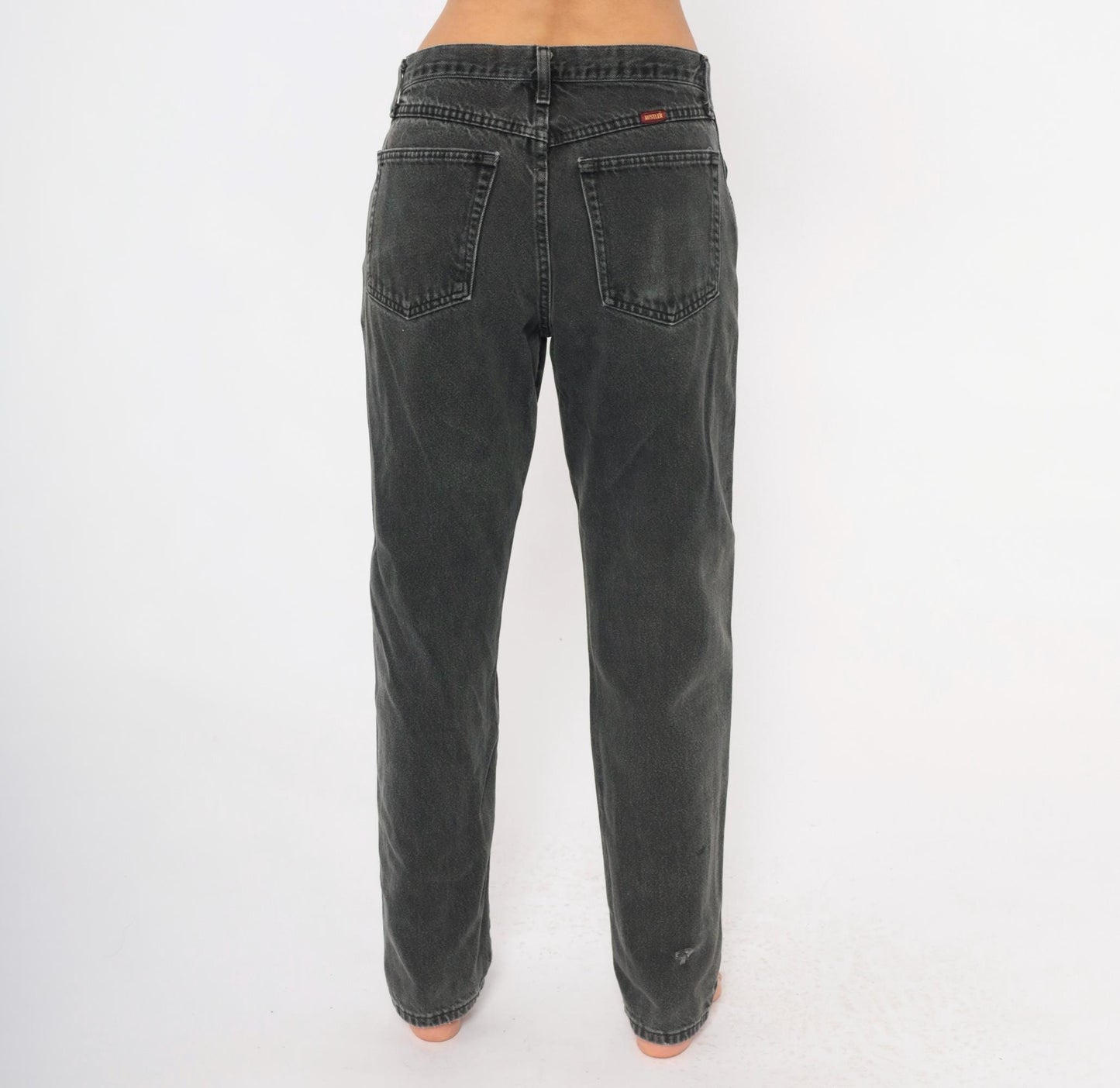 90s Rustler High-Waist Straight Leg Jeans Faded Black Denim Medium