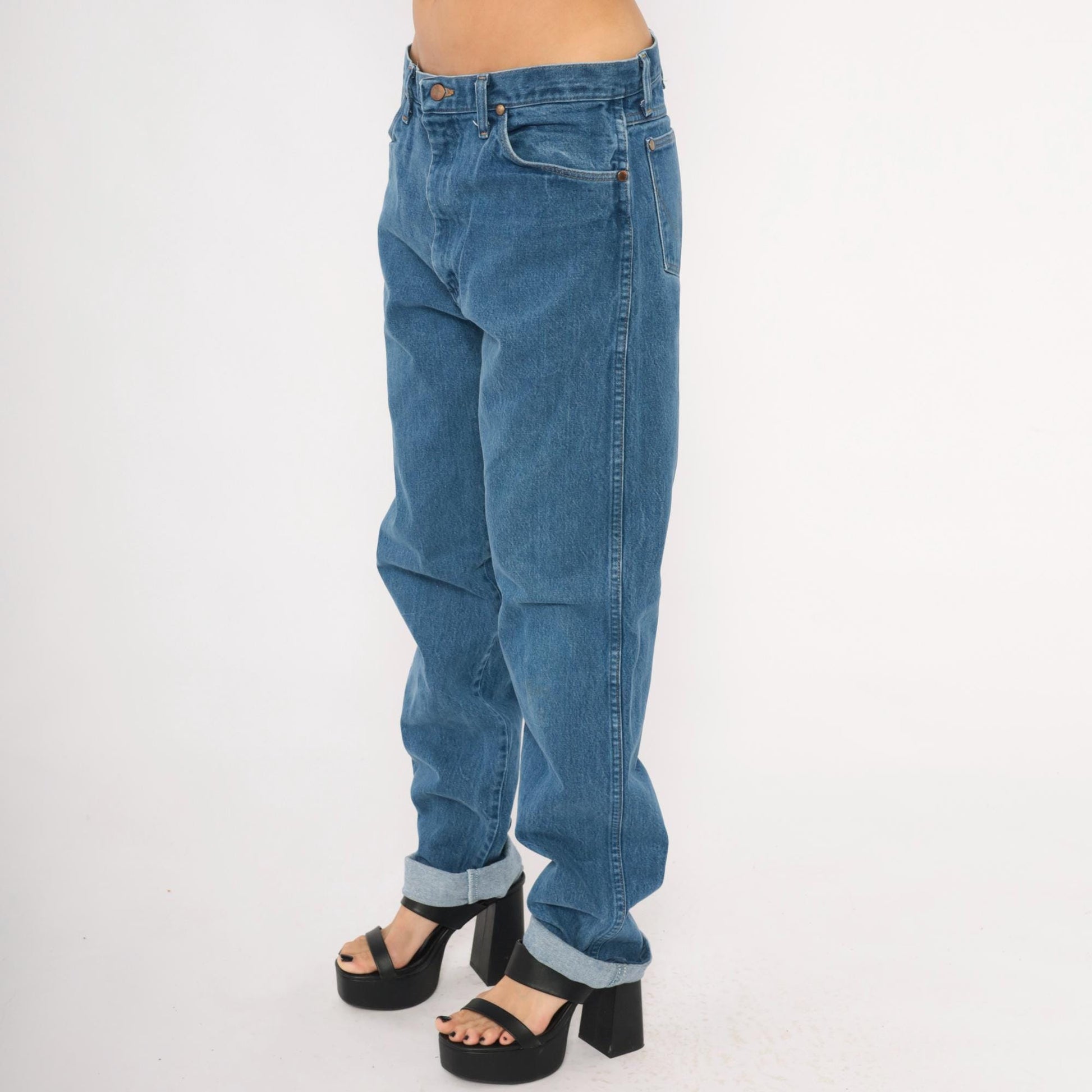 Wrangler Cowboy Cut Jeans 2000s Medium Wash Straight Leg Cotton 35x36