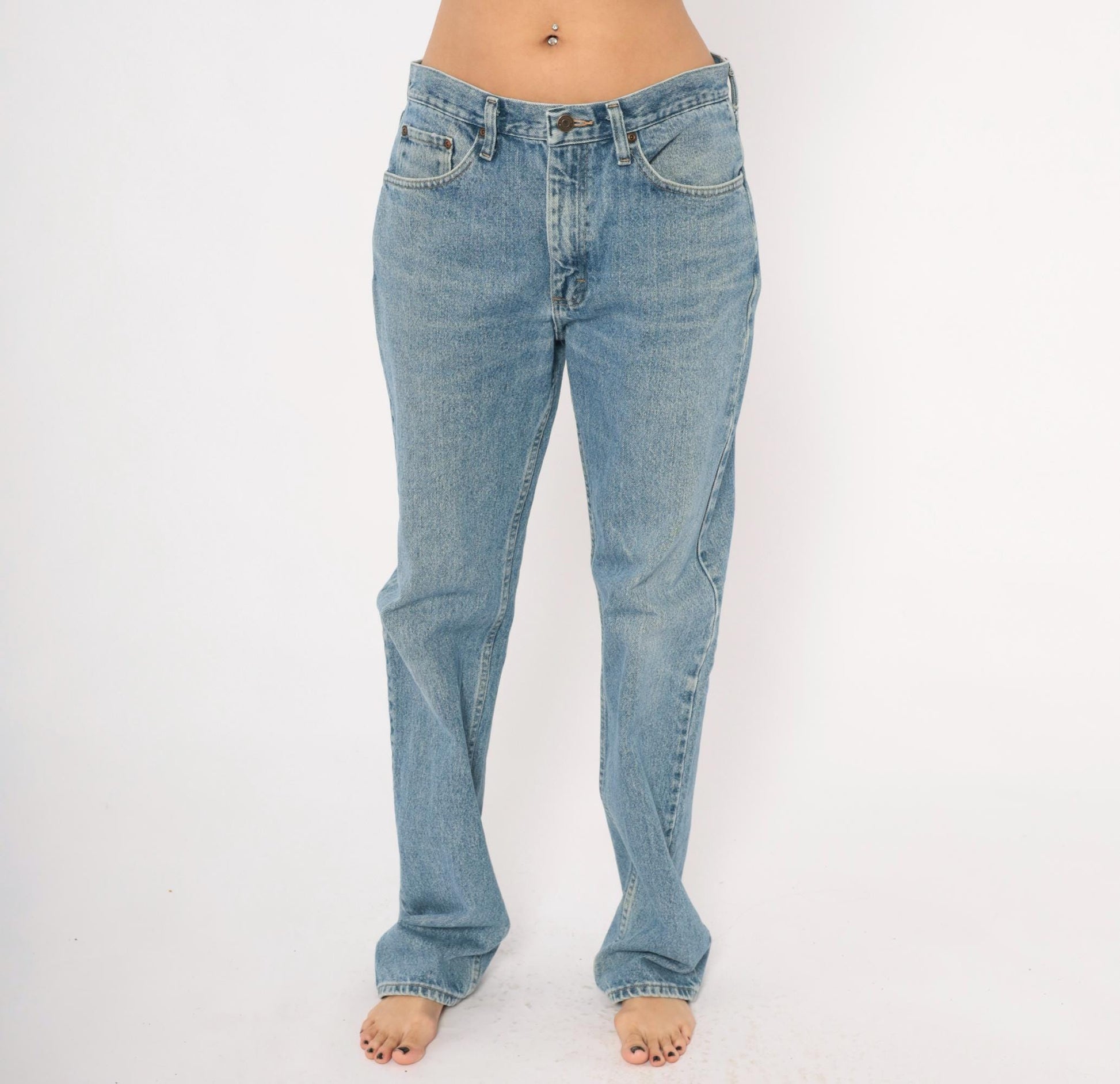 90s Wrangler Straight Leg Jeans Light Stonewash Blue Cotton 32x34