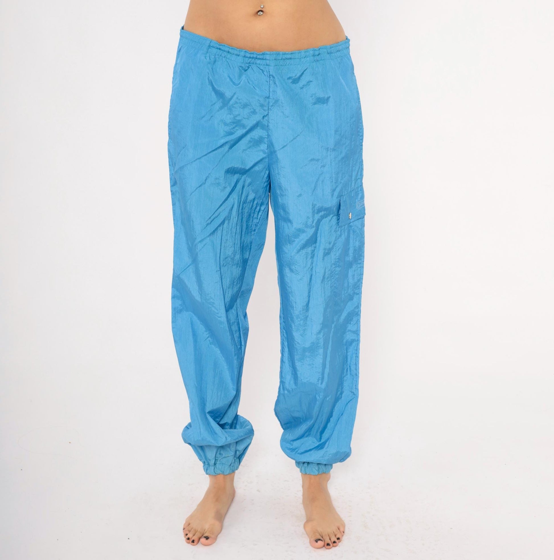 90s Converse Windbreaker Track Pants Sky Blue Nylon Large L
