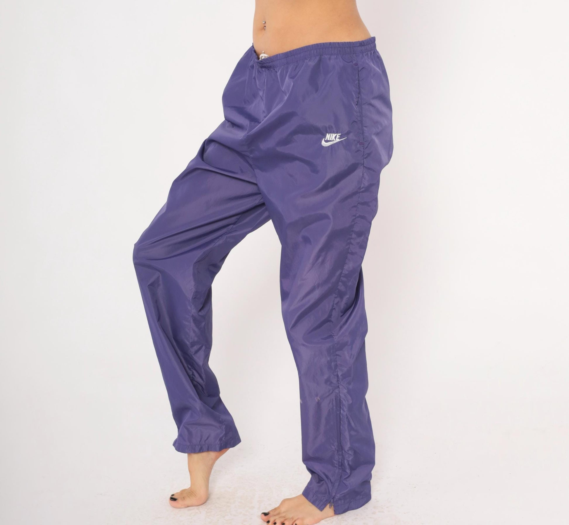 90s Nike Purple Nylon Windbreaker Pants Straight Leg Large L