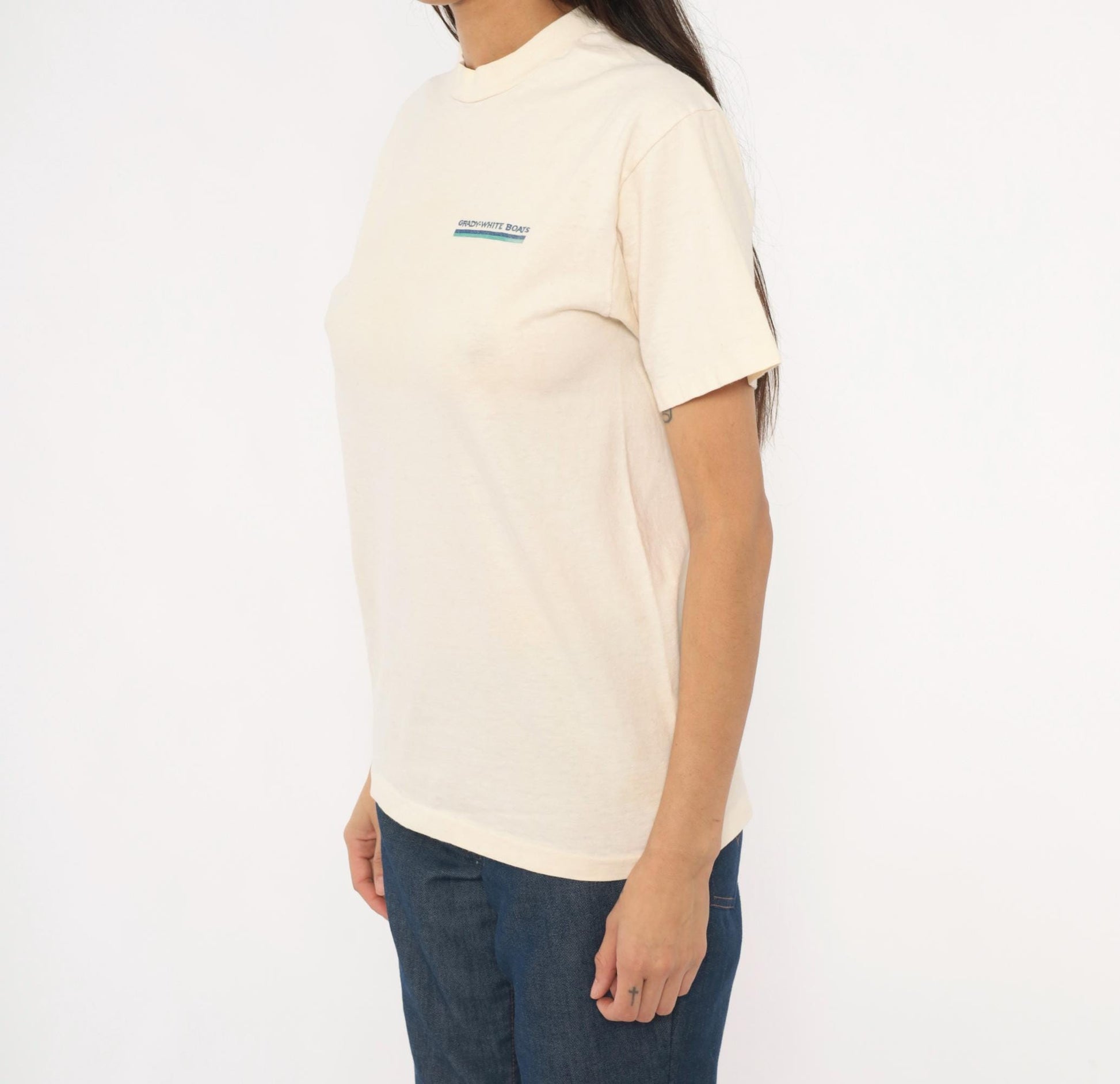 90s Grady-White Boats Sportfishing Graphic Tee Cream Cotton Medium M