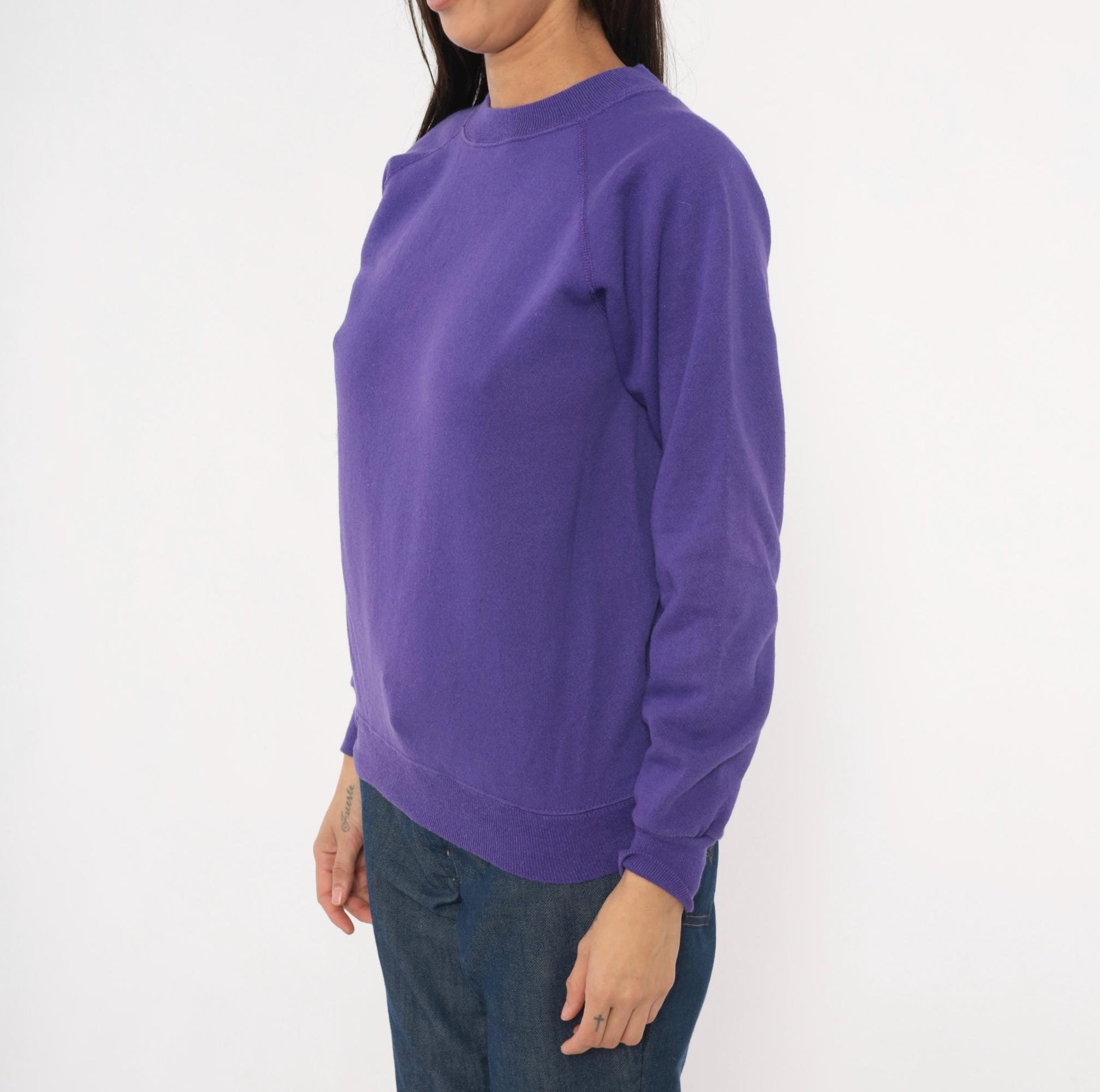 90s Hanes Sport Purple Crewneck Sweatshirt Raglan Sleeve Small S