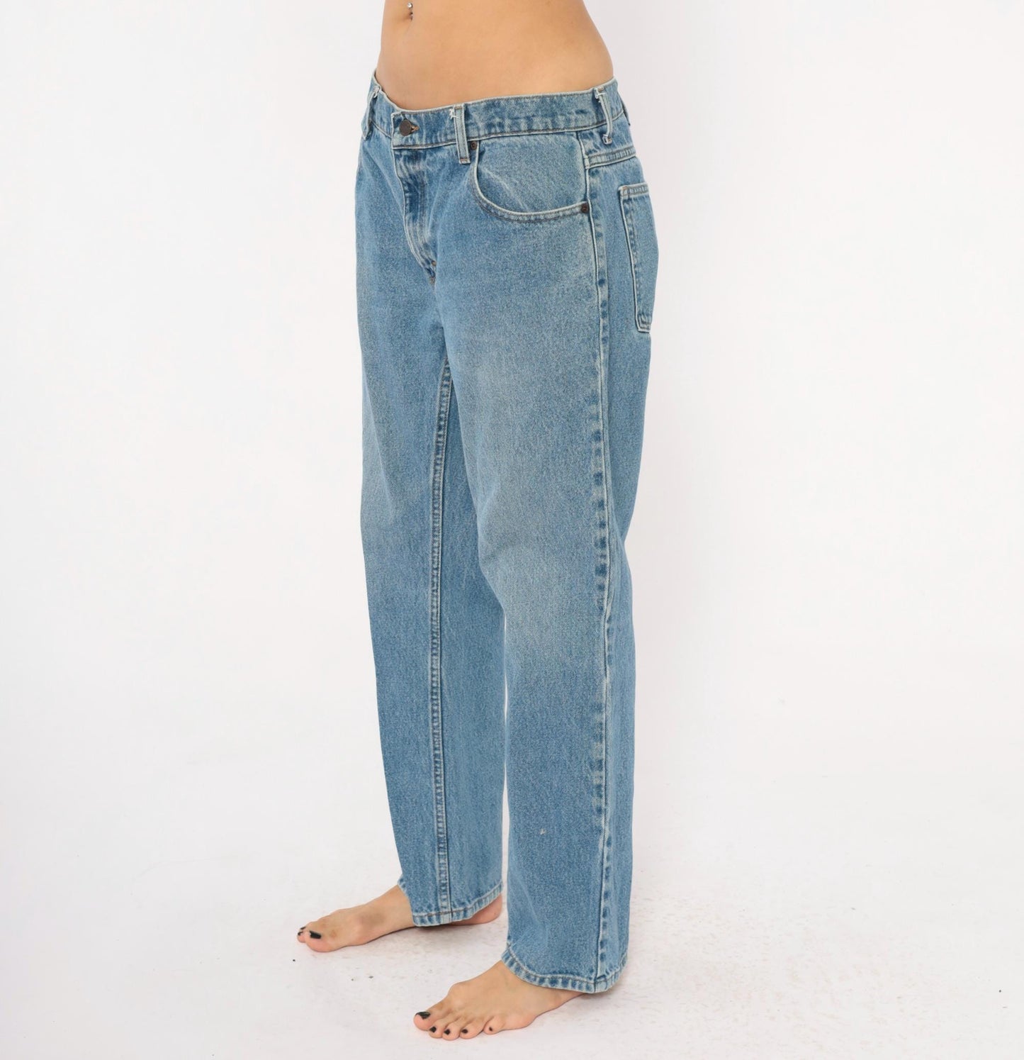 L.L. Bean Straight Leg Jeans 90s Medium Wash Denim Blue Cotton 35x29