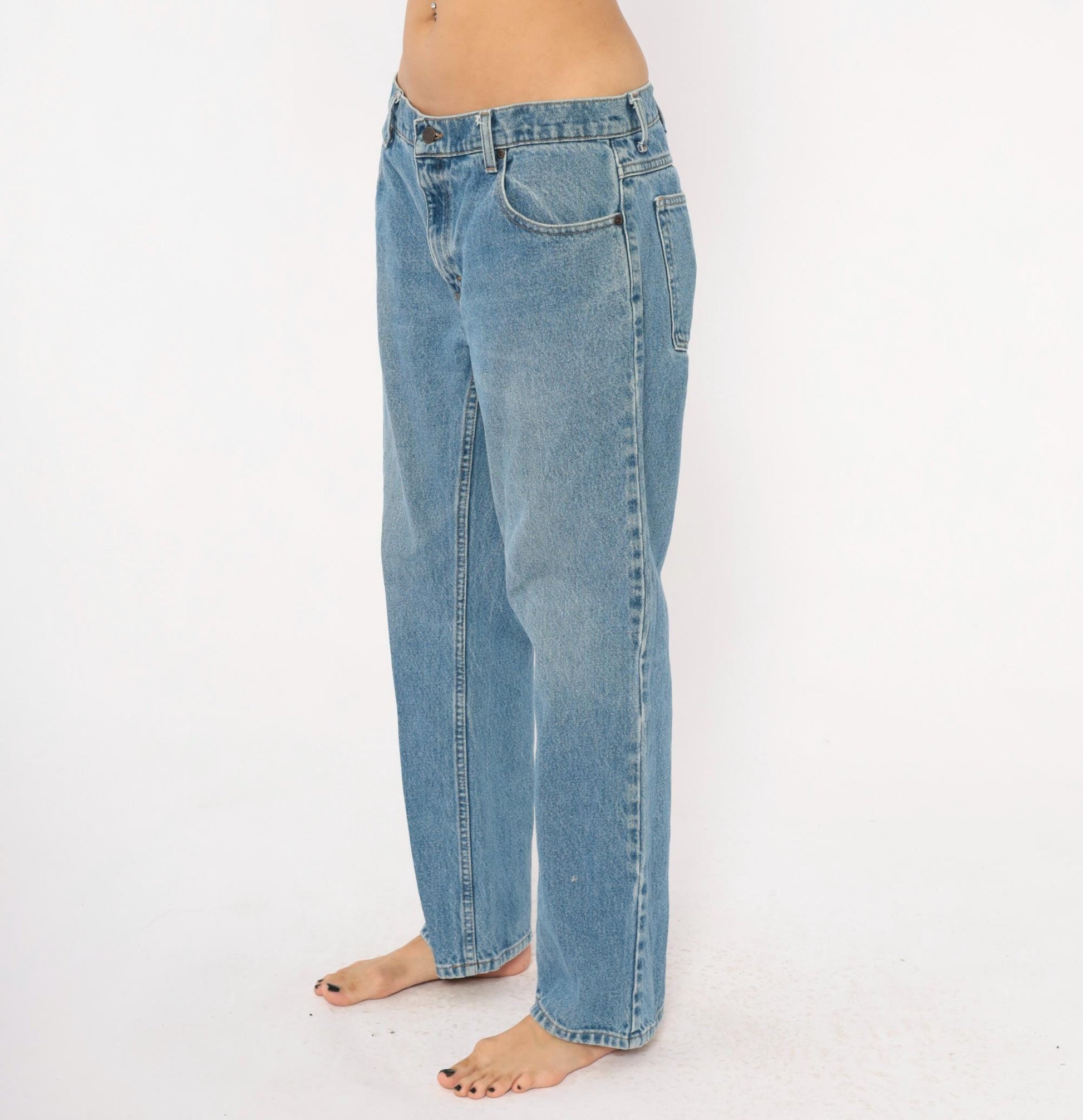 L.L. Bean Straight Leg Jeans 90s Medium Wash Denim Blue Cotton 35x29