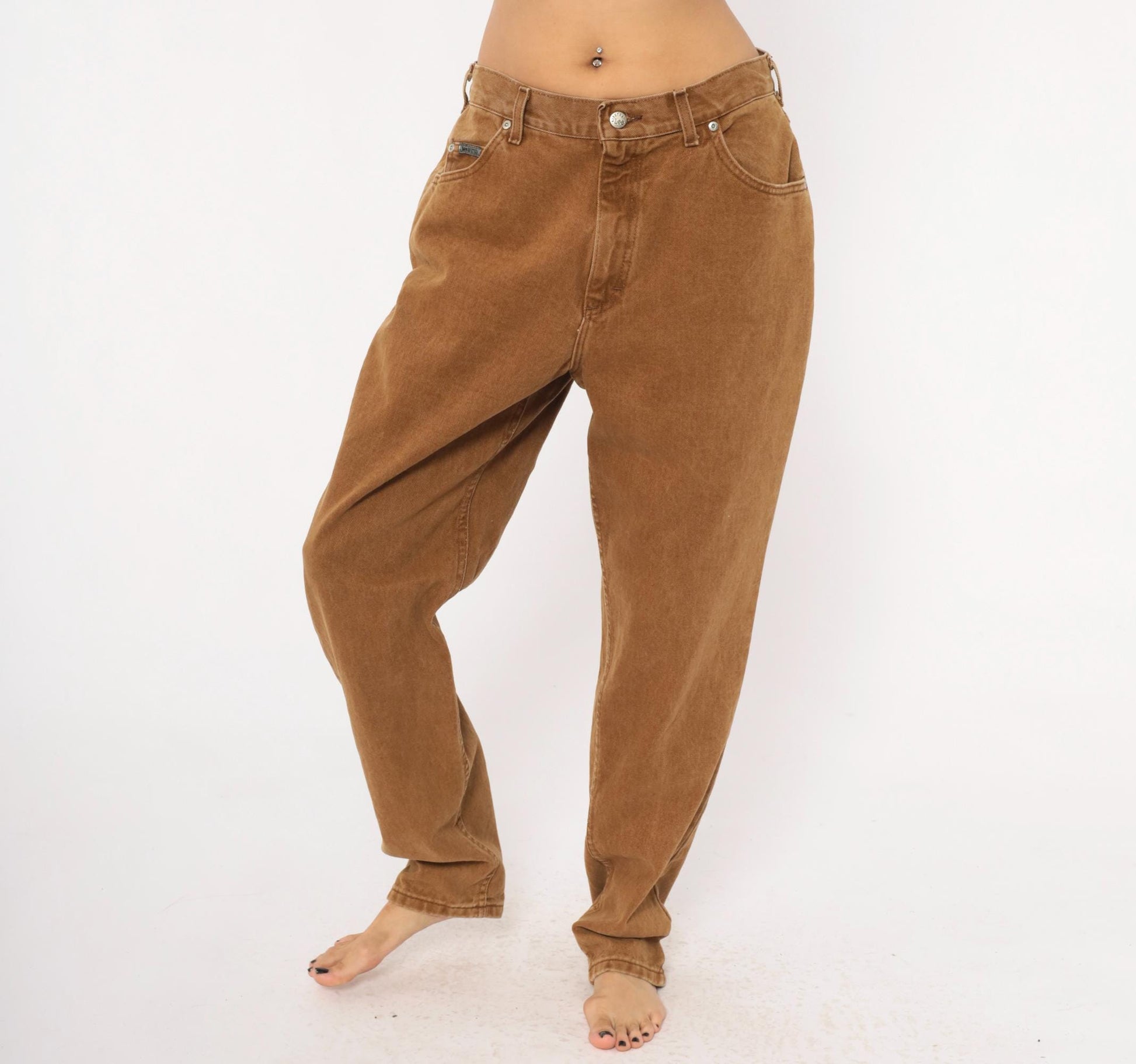 90s Lee Brown Tapered High-Waisted Jeans Denim Tan Cotton Medium M