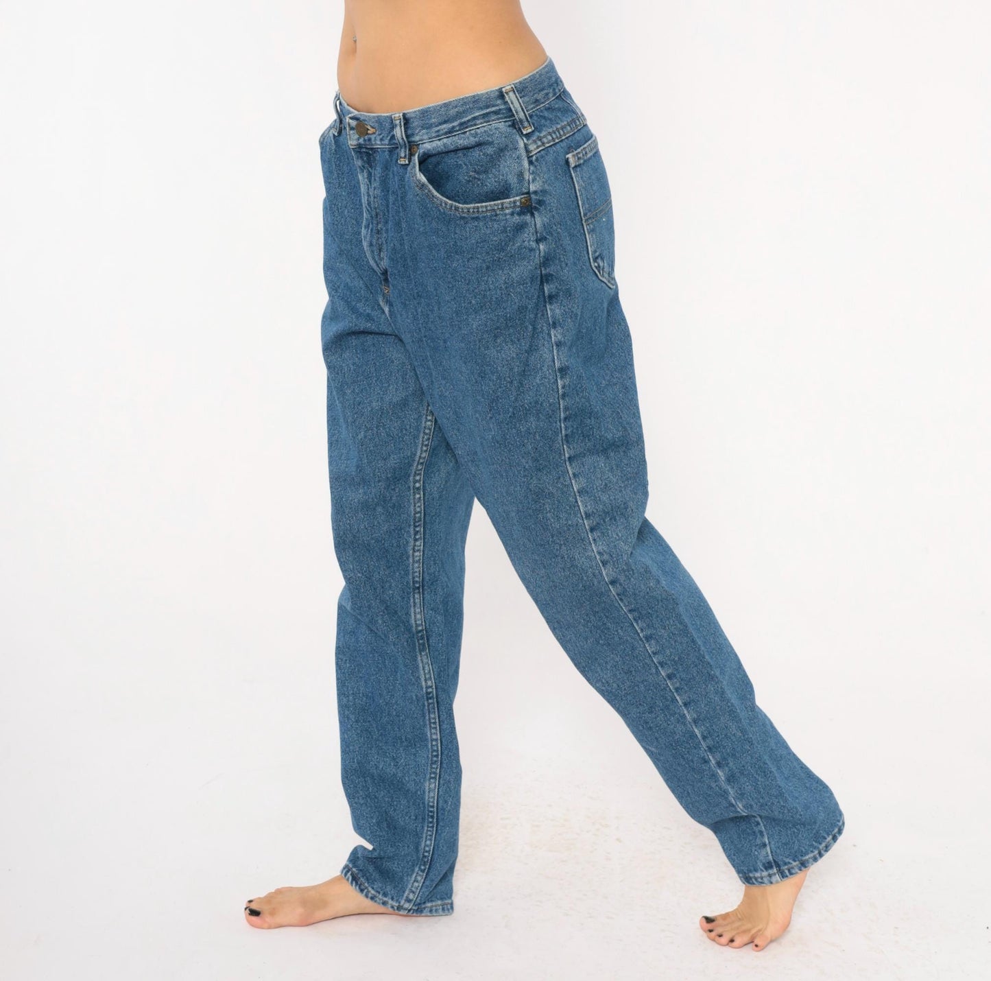 90s Riders Mom Jeans High Waisted Stonewash Blue Denim Straight Leg Medium M