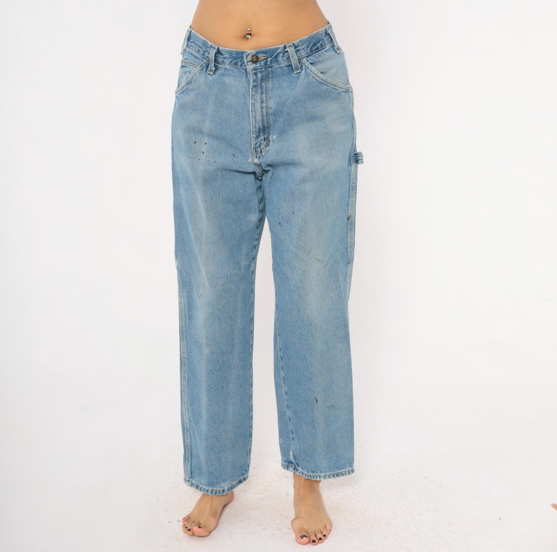 Dickies Carpenter Jeans 2000s Light Wash Straight Leg Workwear Denim Medium M