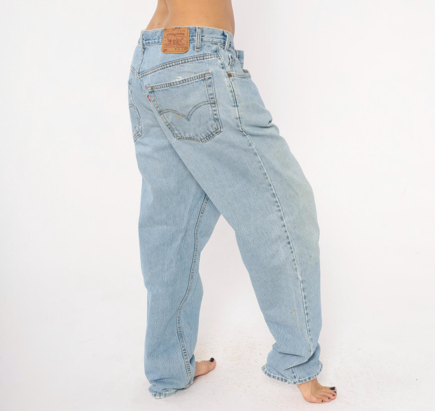 Levi's 550 Light Stonewash Denim Jeans 90s Relaxed Straight Leg High Waist 38x32