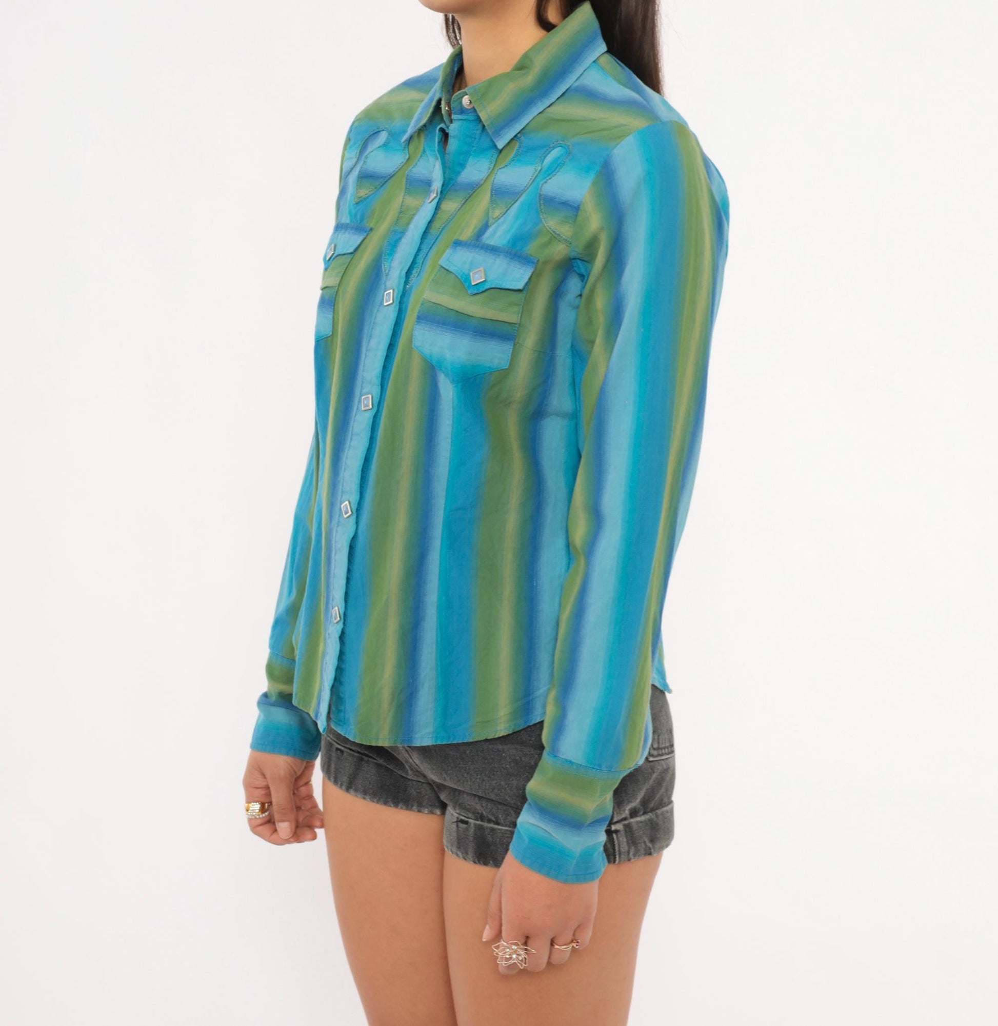 2000s Roper Western Shirt Striped Snap Button Cotton Yoke Small S
