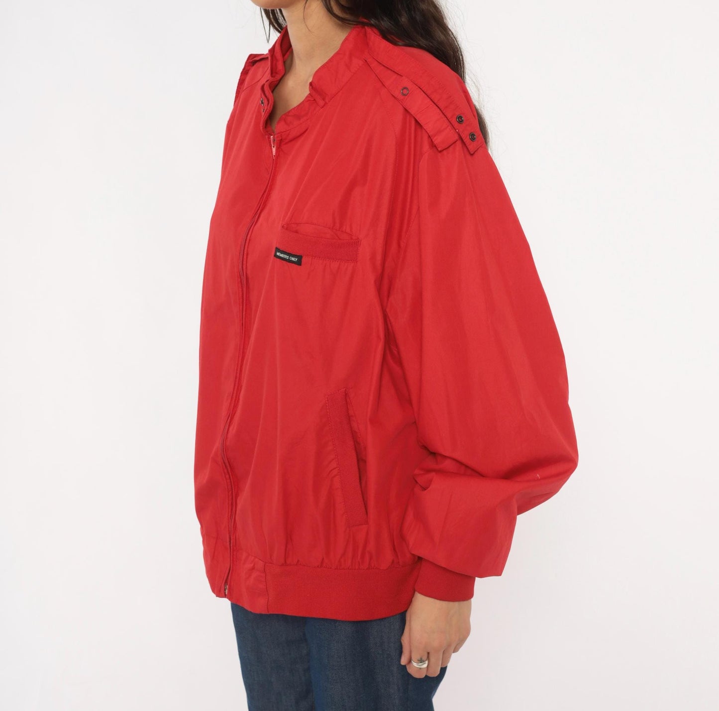 80s Members Only Red Bomber Jacket Café Racer Cotton Snap Collar Plus Size XXL