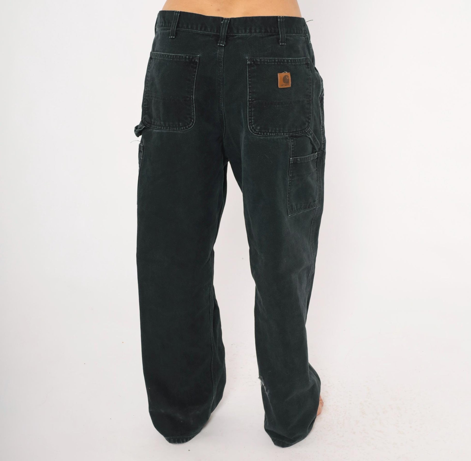 90s Carhartt Black Canvas Carpenter Pants Relaxed Straight Leg Large L