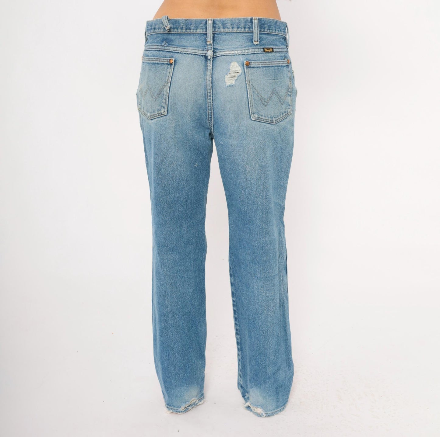 90s Wrangler Jeans Light Wash Distressed Straight Leg Cotton Extra Large XL