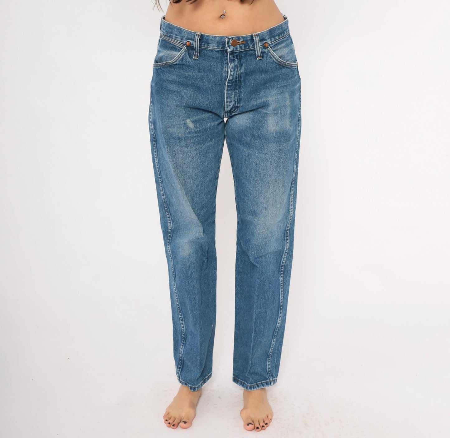 90s Wrangler Cowboy Cut Jeans Straight Leg Medium Wash High Rise Small