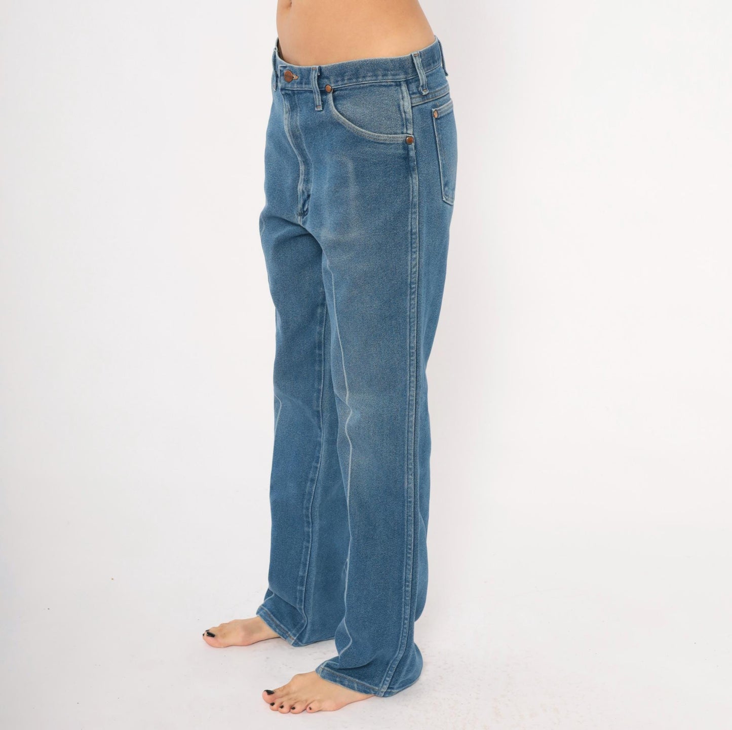 90s Wrangler Straight Leg Jeans Medium Wash Denim Blue Cotton 35 x 32