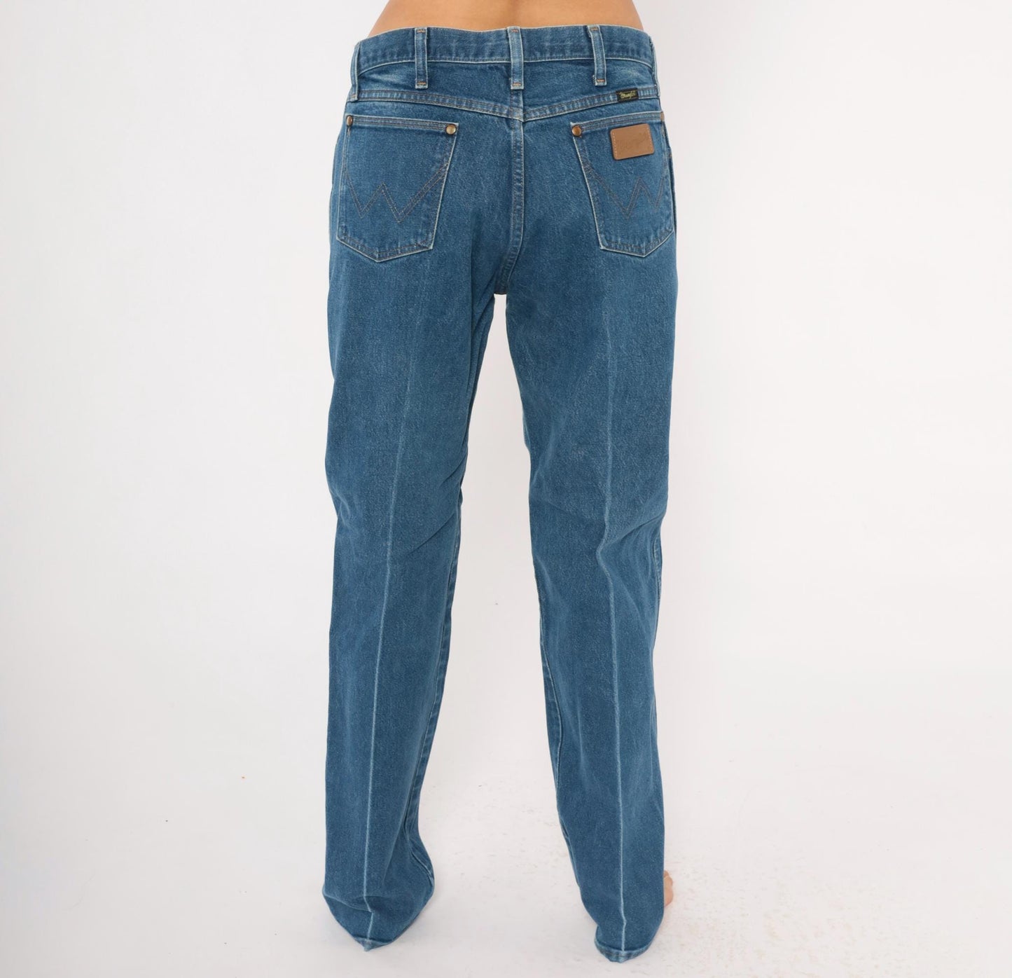 90s Wrangler Cowboy Cut Jeans Straight Leg High Rise Medium Wash 34x33