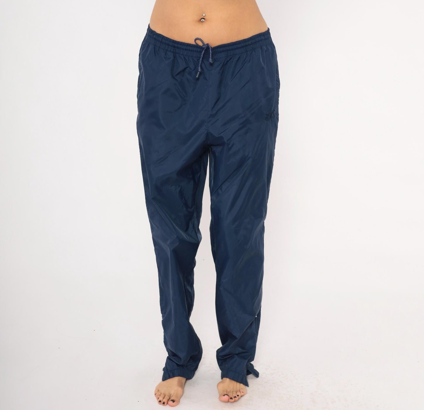 90s Asics Navy Windbreaker Track Pants Straight Leg Medium M