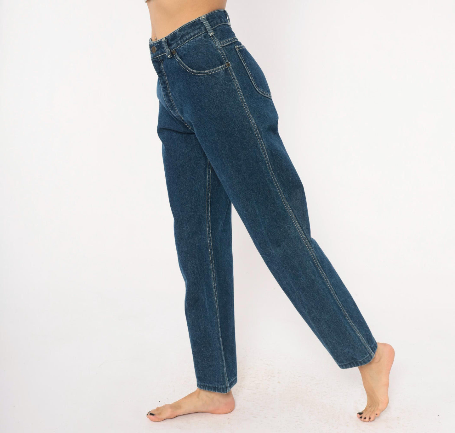 80s Kenny Rogers Western Embroidered Daisy Jeans High Waist Straight Leg Blue 28