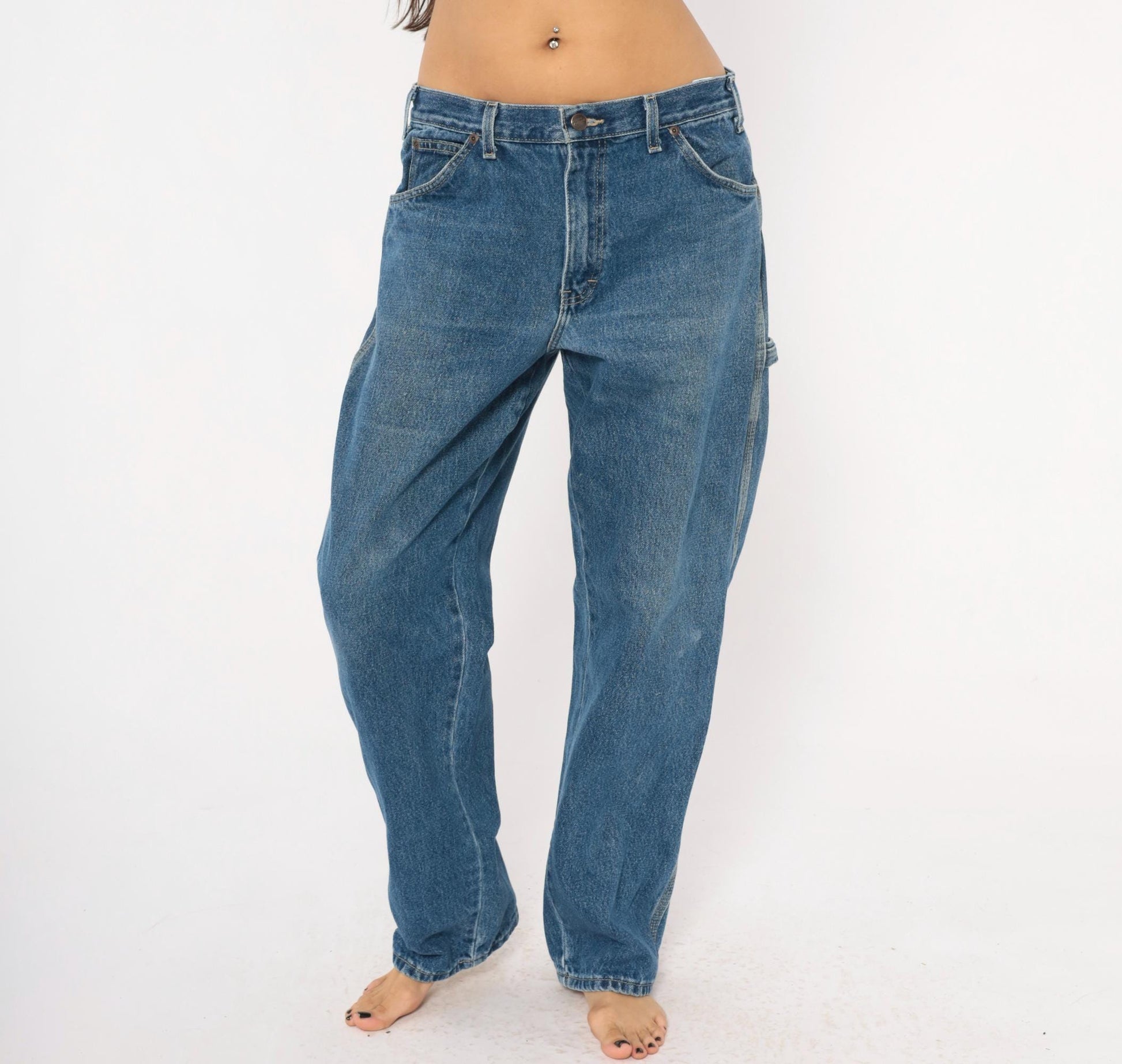 Dickies Carpenter Jeans 90s Cobalt Blue Denim Straight Leg Utility 33x32