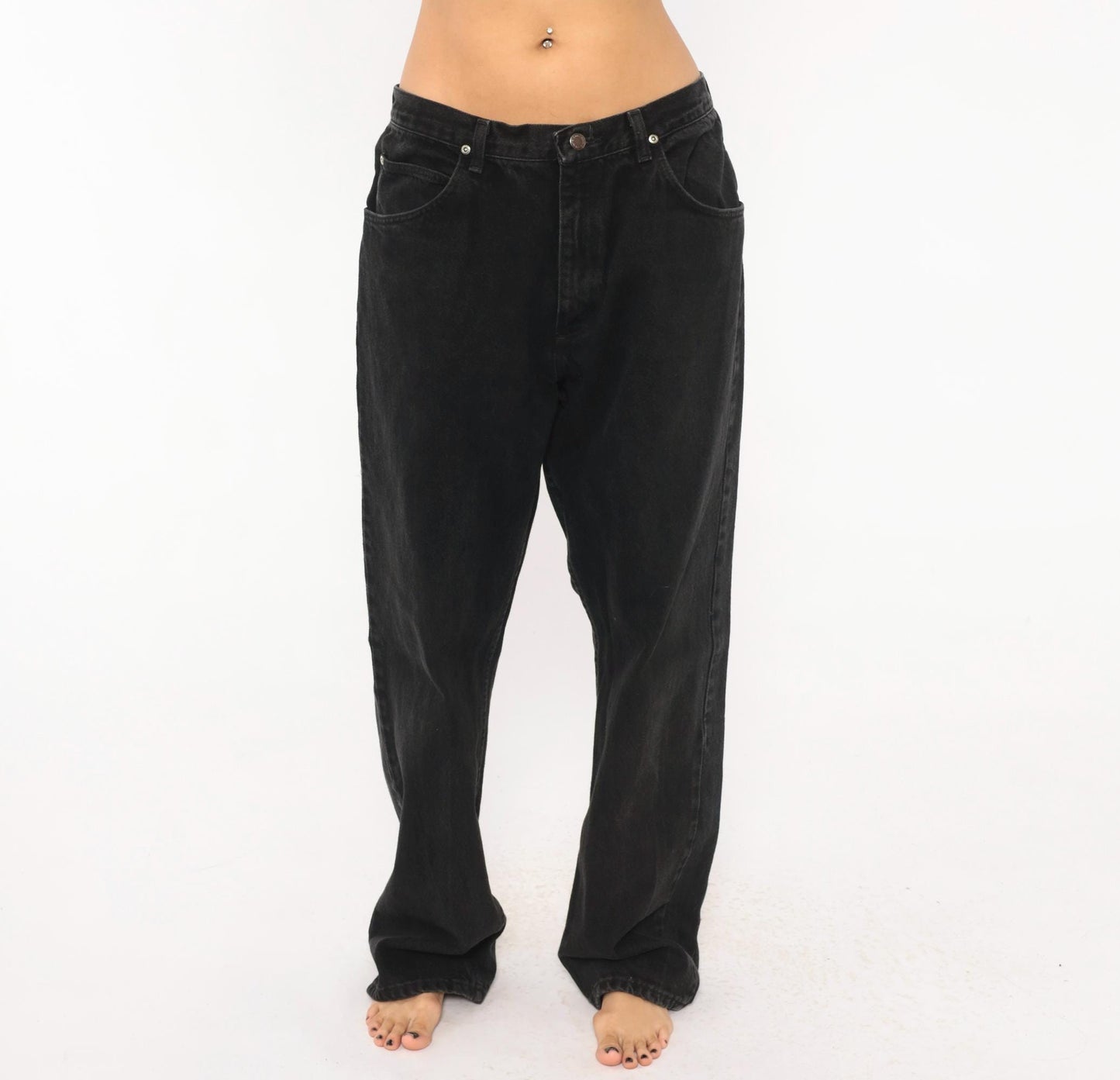 2000s Wrangler Black Denim Jeans Relaxed Fit Straight Leg Cotton 36 x 33