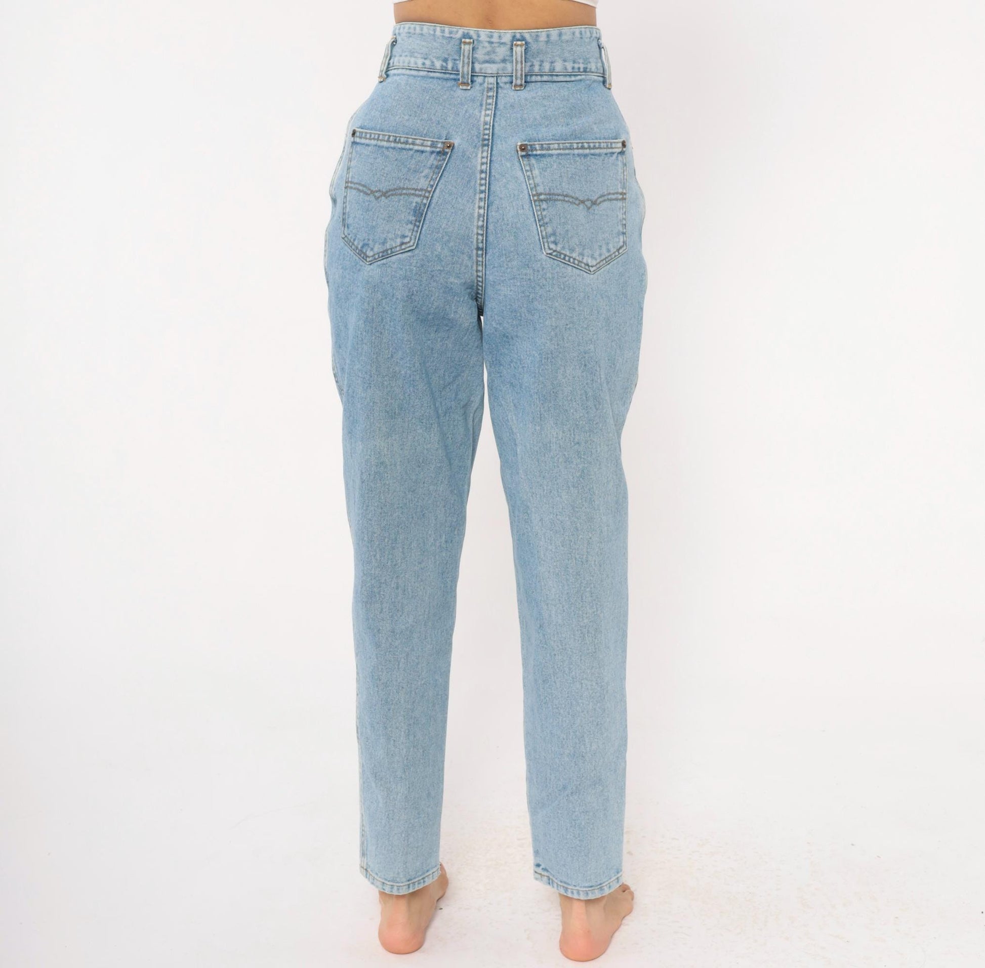90s Sostanza Workwear Mom Jeans Light Wash High Rise Tapered Extra Small XS