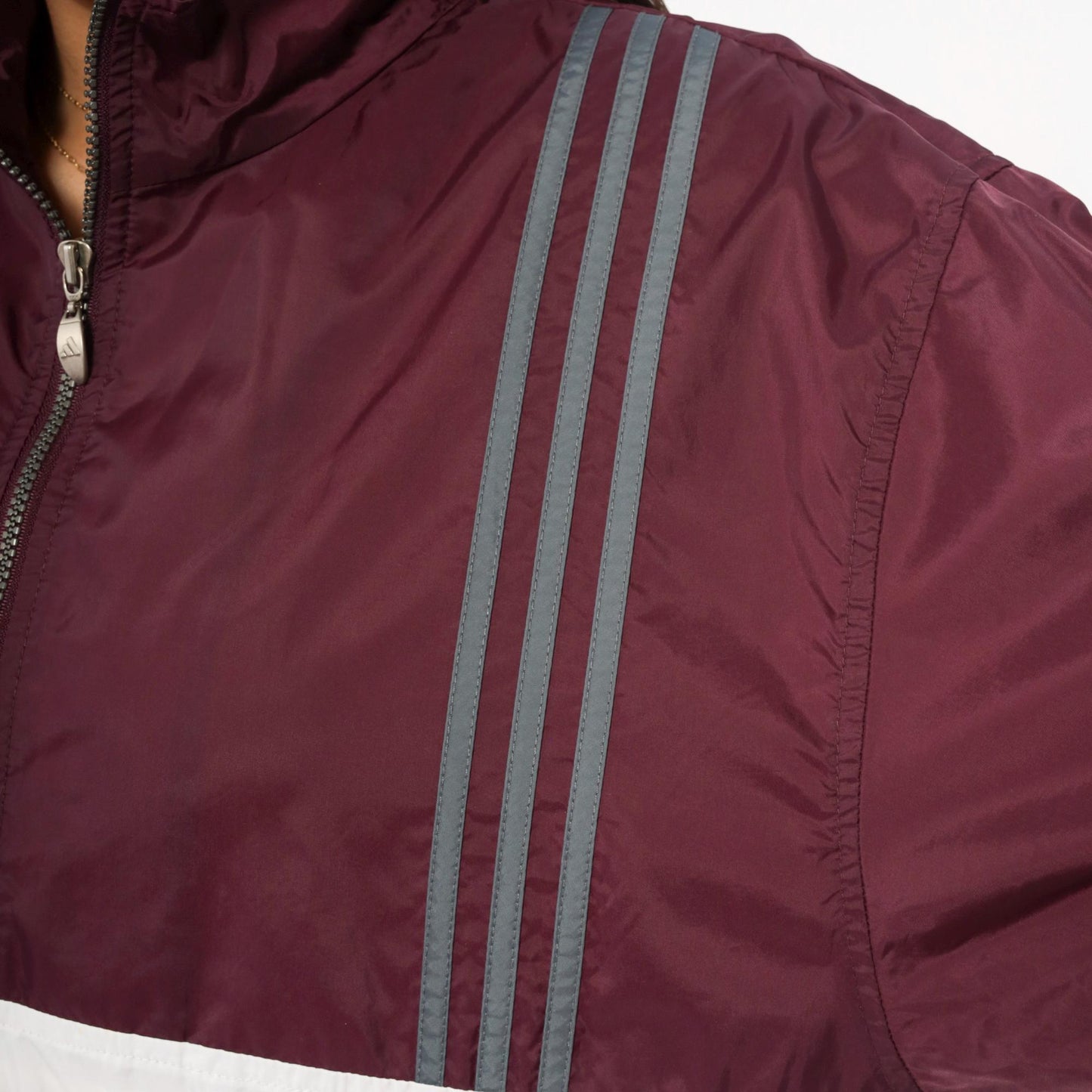 90s Adidas Half-Zip Windbreaker Burgundy Grey Colorblock Nylon Large