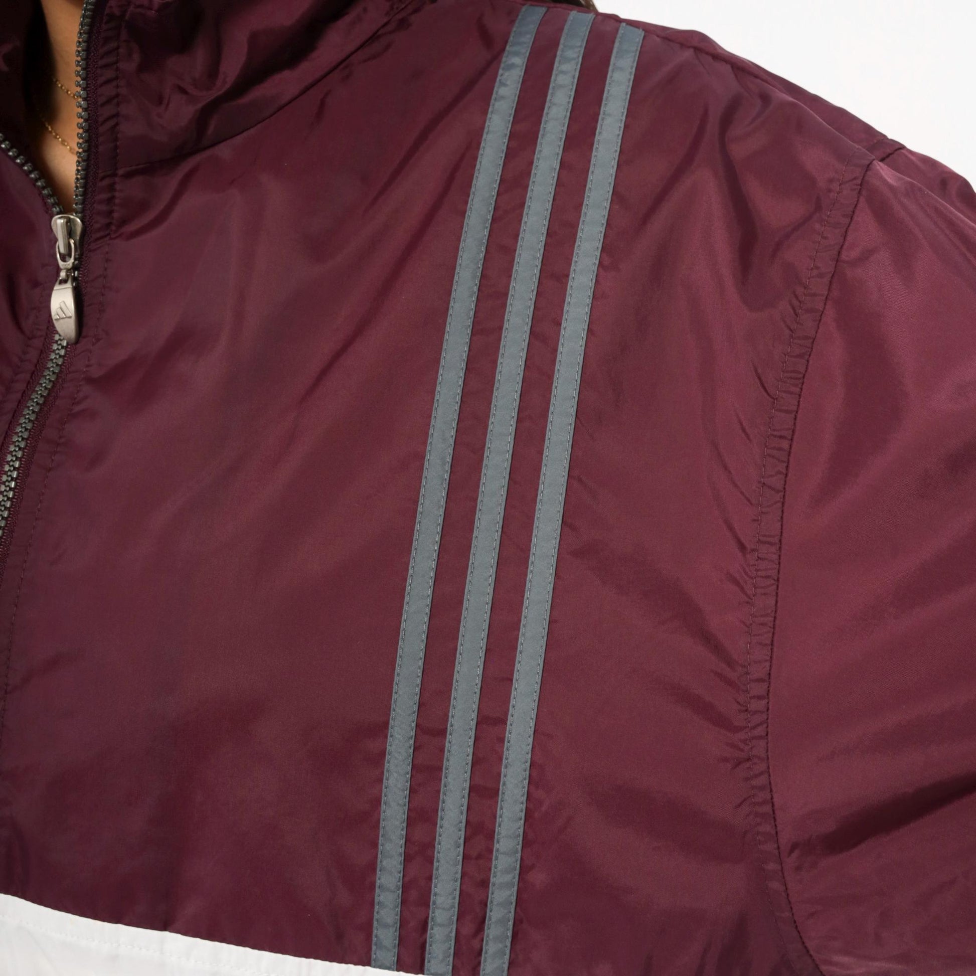 90s Adidas Half-Zip Windbreaker Burgundy Grey Colorblock Nylon Large